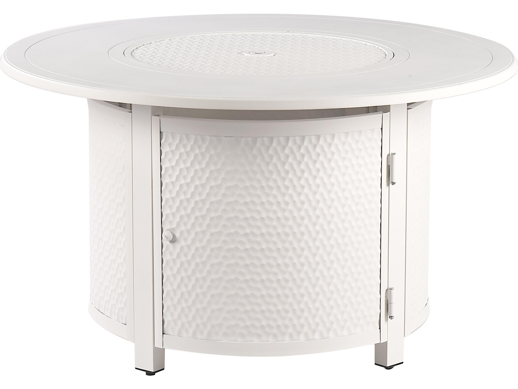 Oakland Living Round Aluminum Propane Outdoor Patio Fire Pit Table with Glass Beads