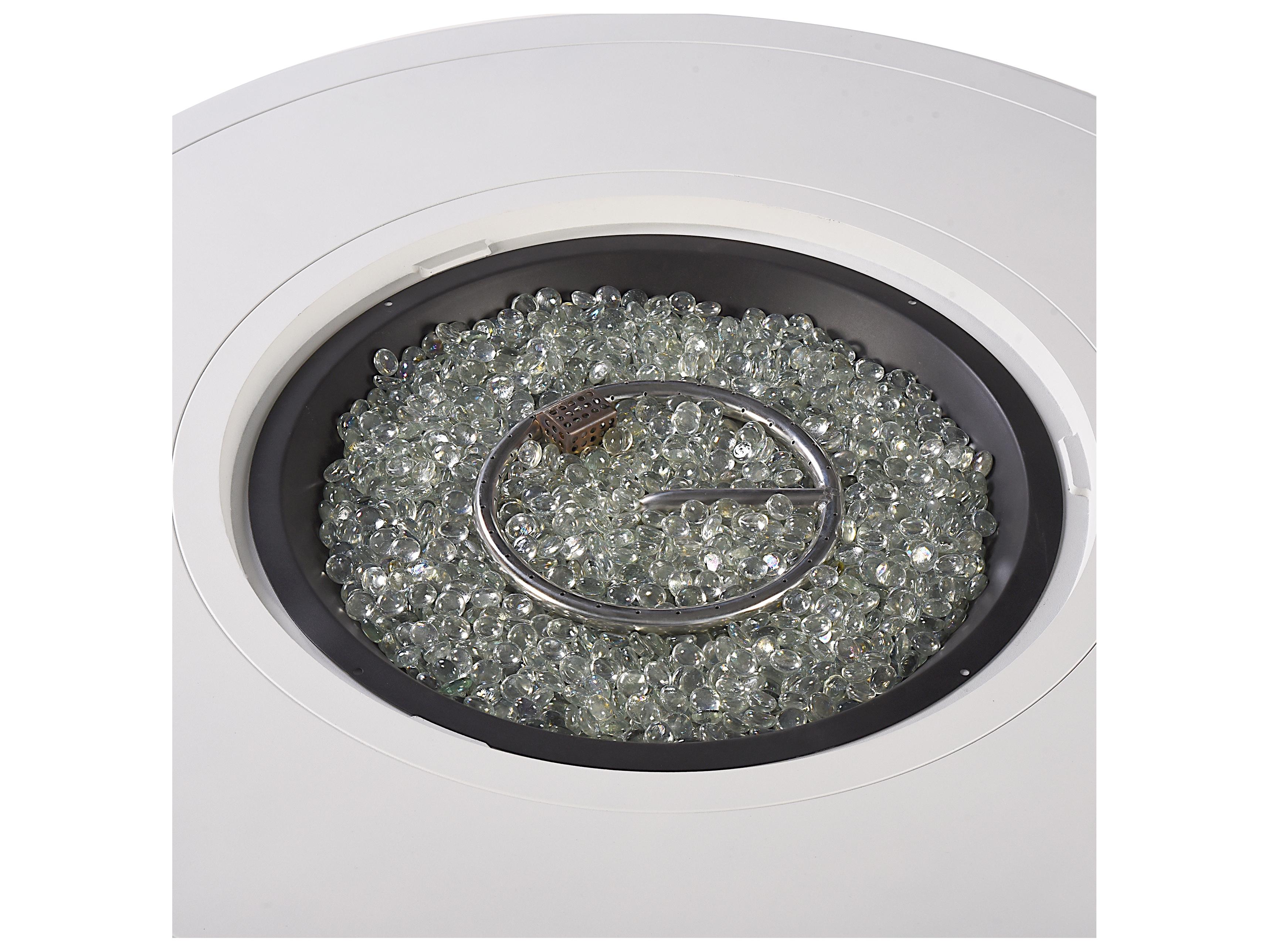 Oakland Living Round Aluminum Propane Outdoor Patio Fire Pit Table with Glass Beads