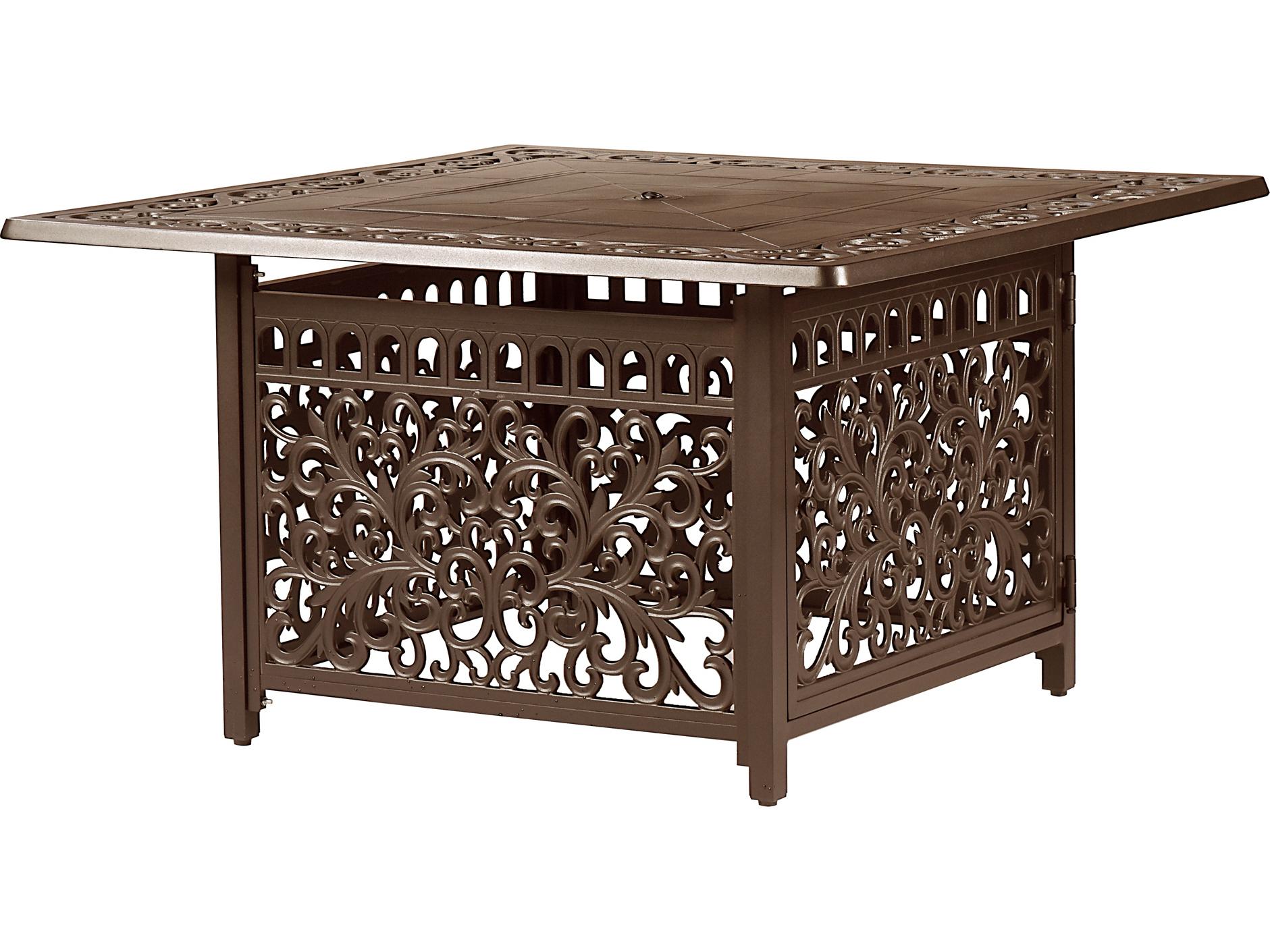 Oakland Living Square Aluminum Propane Outdoor Fire Pit Table with Glass Beads