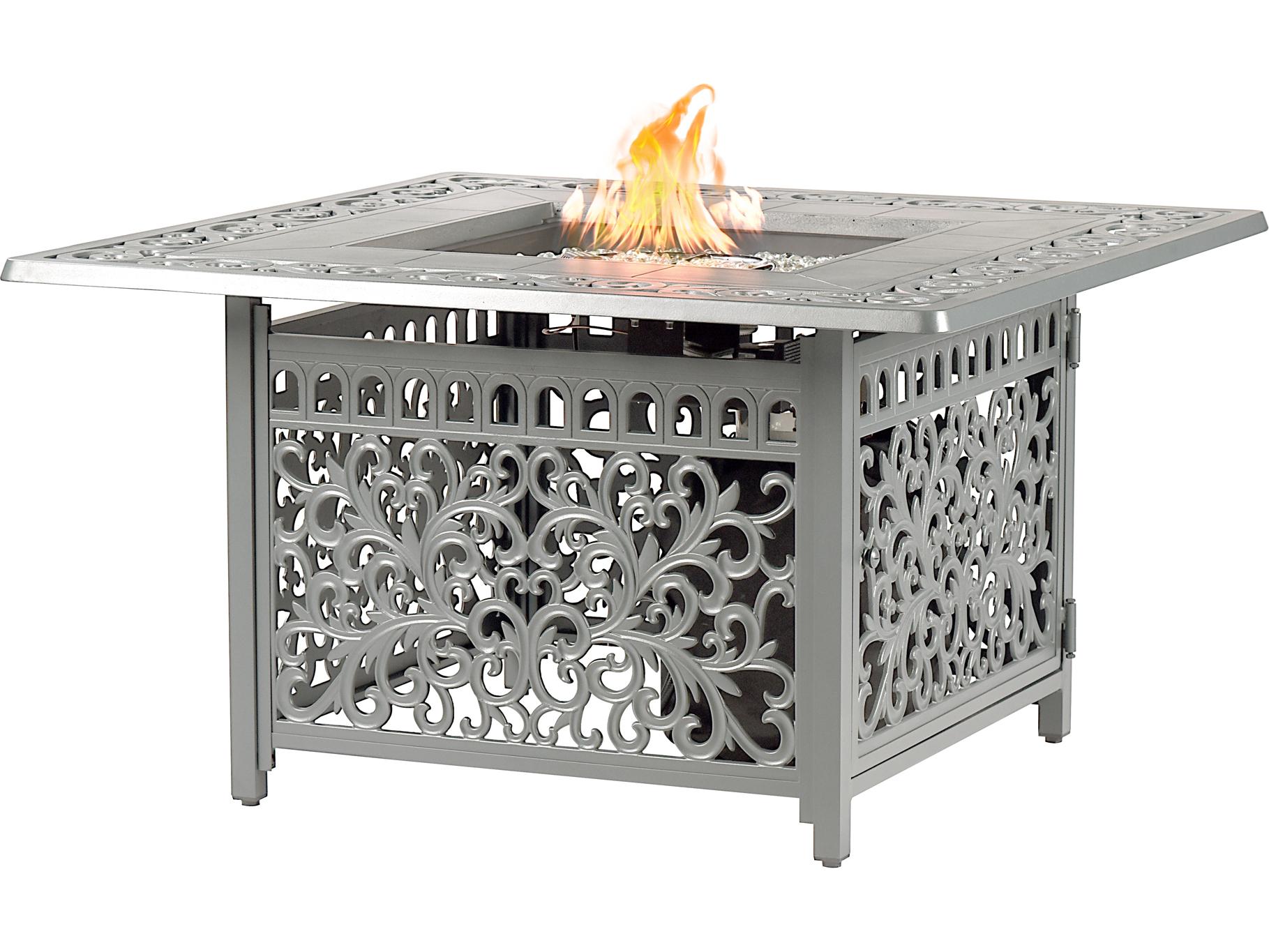 Oakland Living Square Aluminum Propane Outdoor Patio Fire Pit Table with Glass Beads