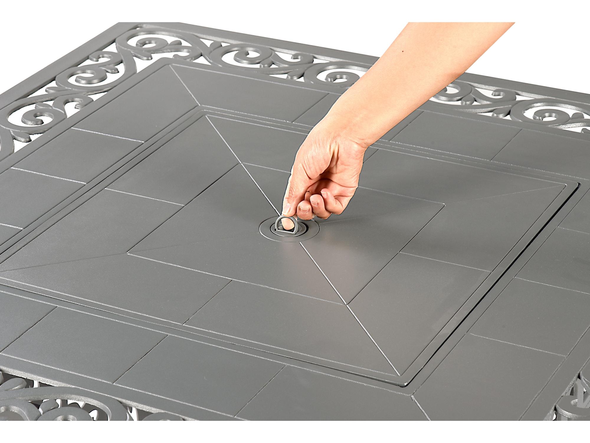 Oakland Living Square Aluminum Propane Outdoor Patio Fire Pit Table with Glass Beads