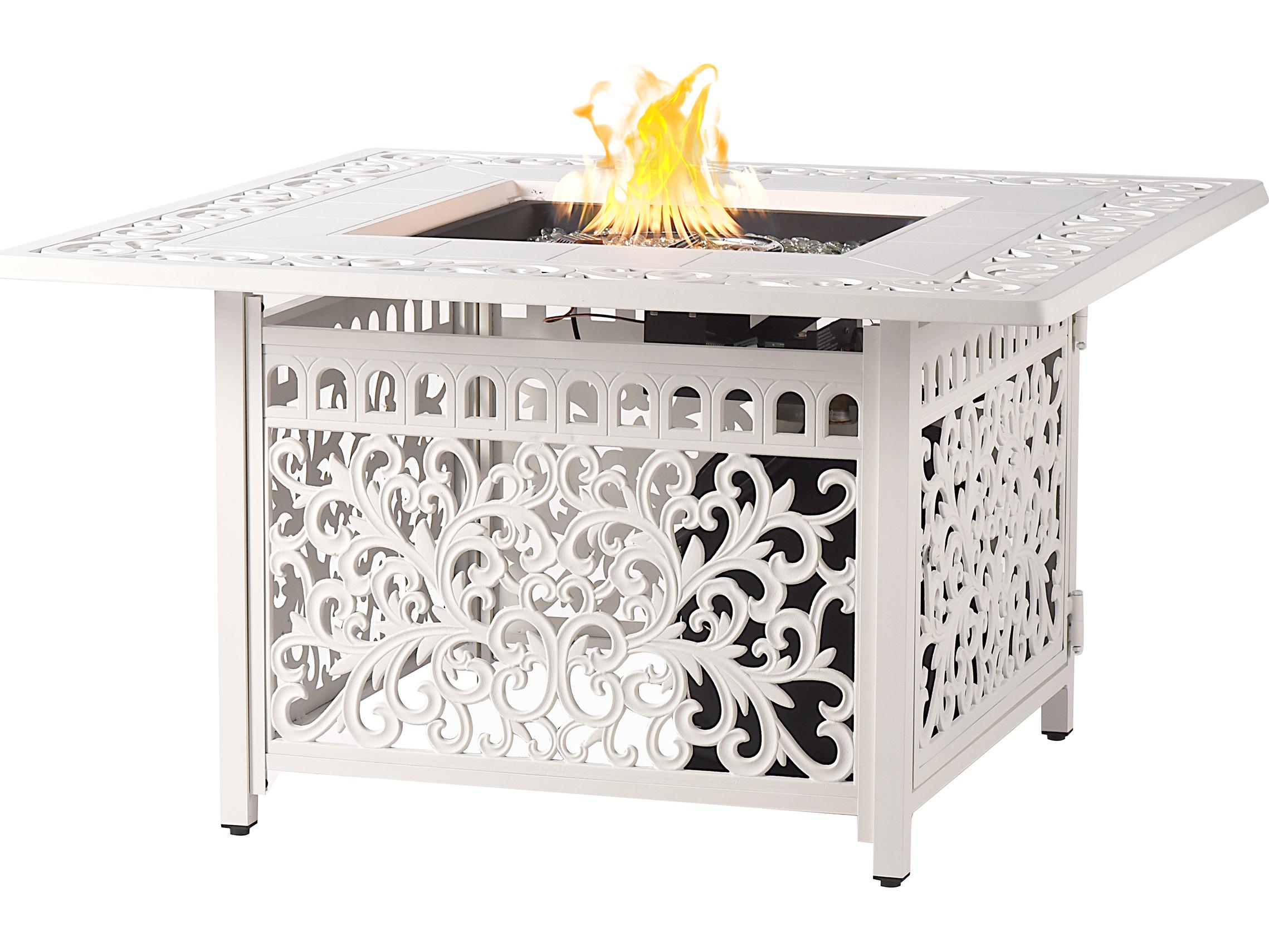 Oakland Living Square Aluminum Propane Patio Fire Pit Table with Glass Beads
