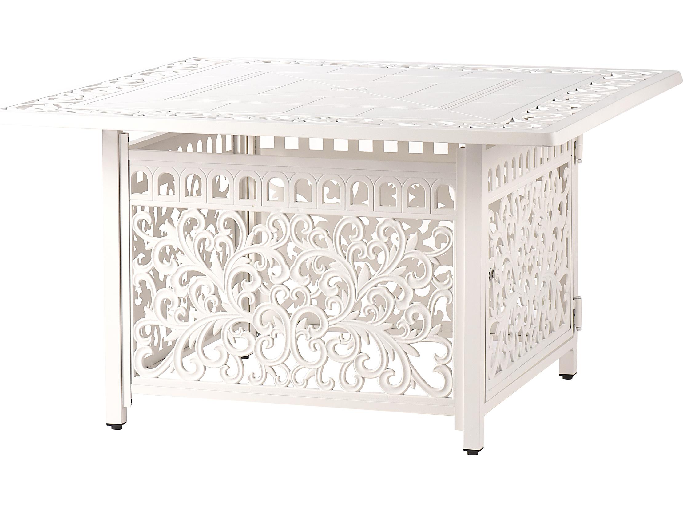 Oakland Living Square Aluminum Propane Patio Fire Pit Table with Glass Beads