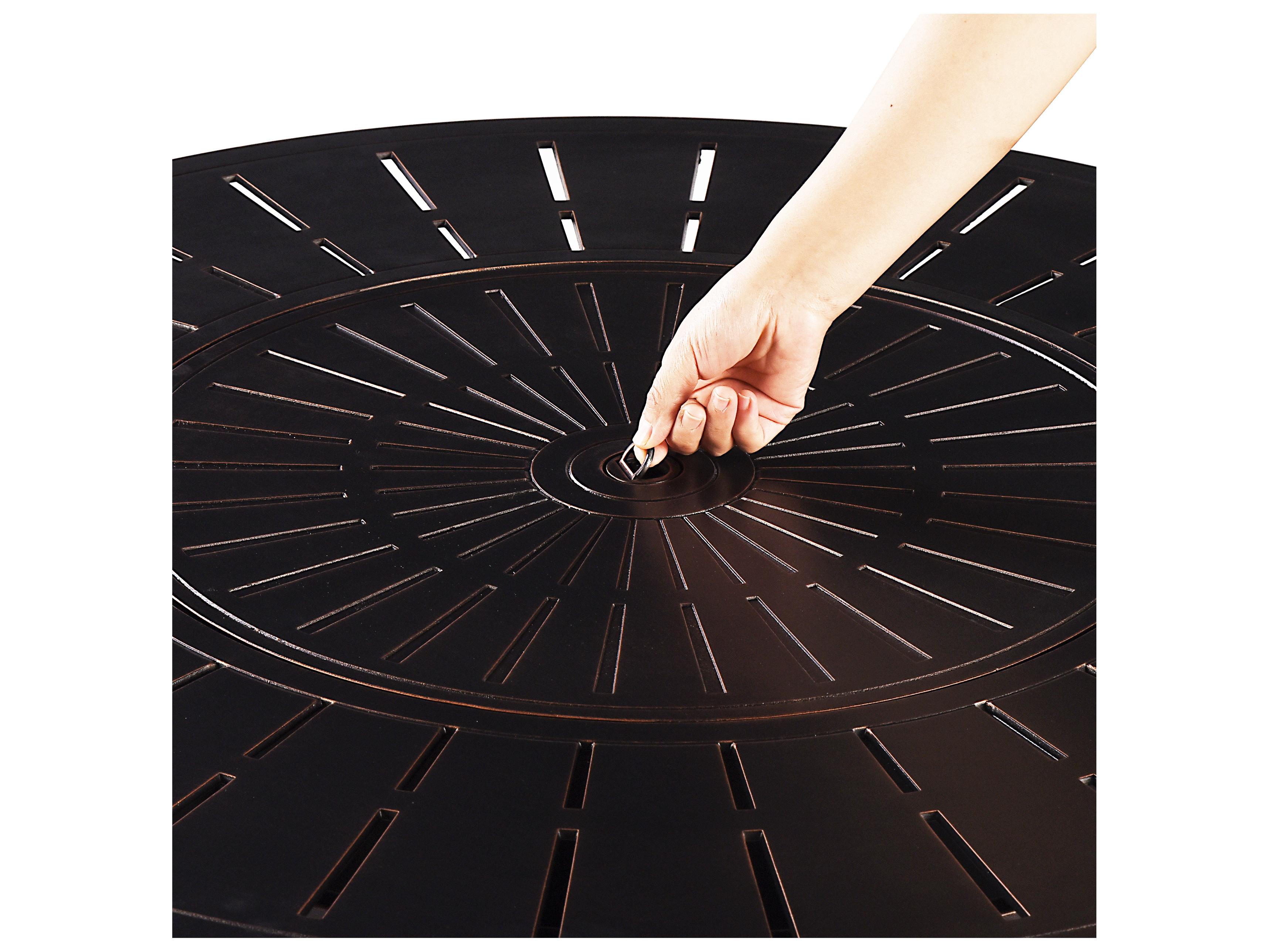 Oakland Living Aluminum Round Propane Outdoor Fire Pit Table with Fire Beads