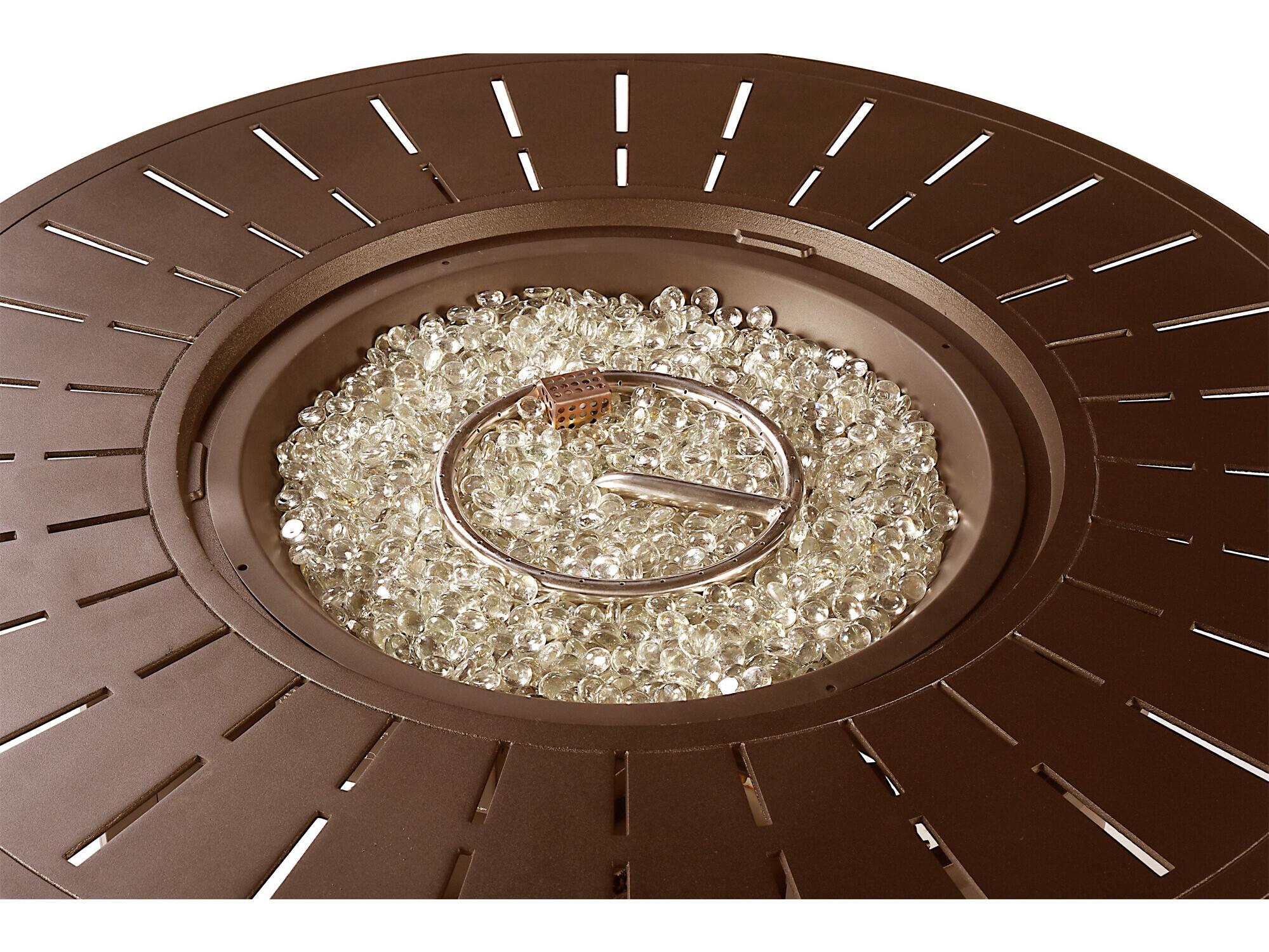 Oakland Living Round Aluminum Propane Outdoor Patio Fire Pit Table with Glass Beads