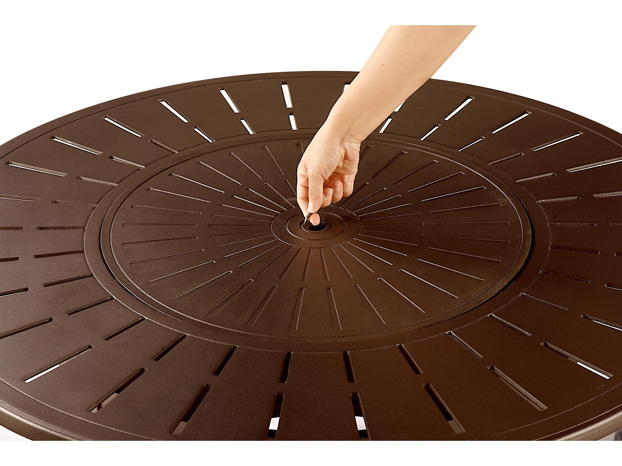 Oakland Living Round Aluminum Propane Outdoor Patio Fire Pit Table with Glass Beads