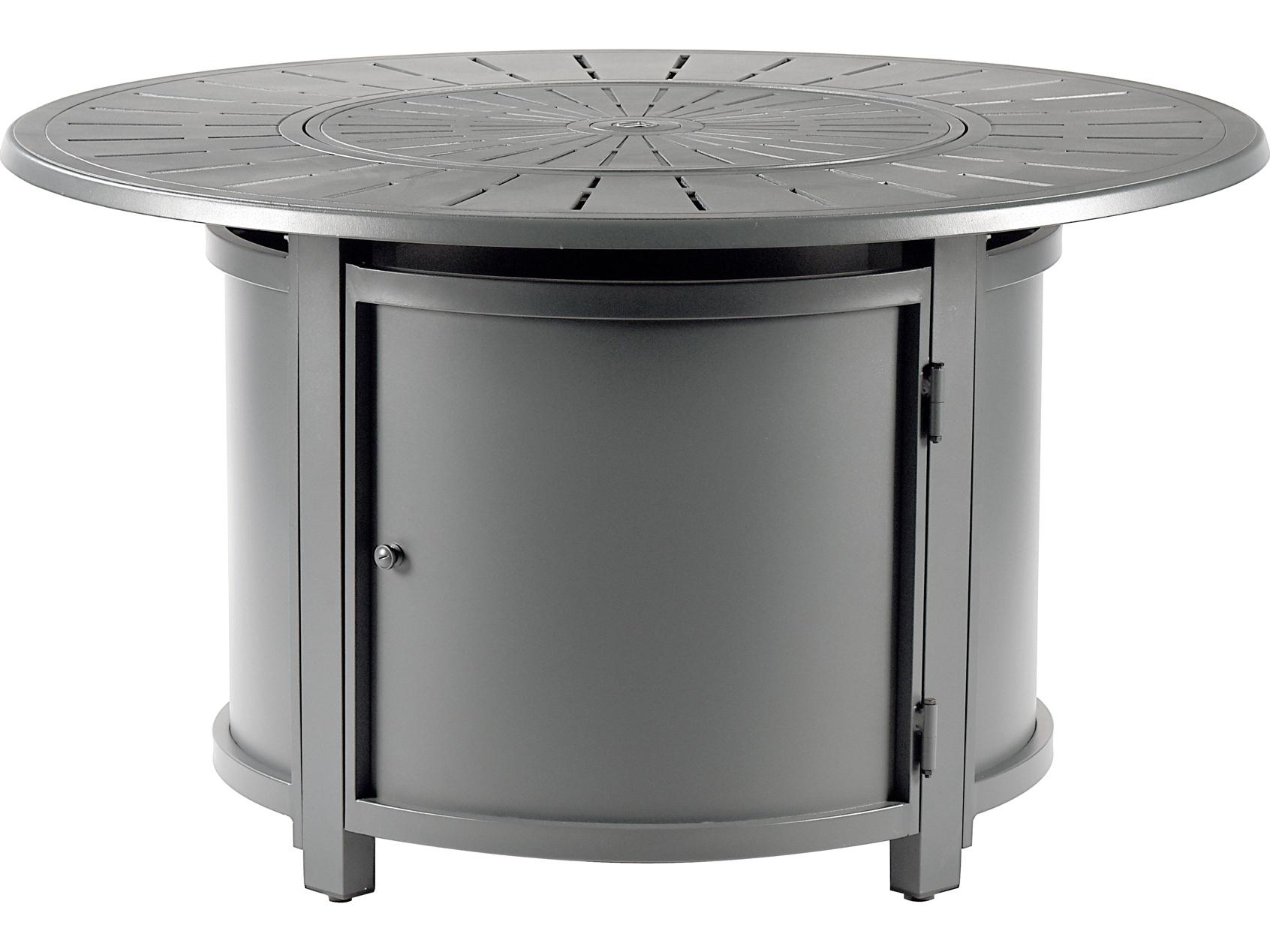 Oakland Living Round Aluminum Propane Patio Fire Pit Table with Glass Beads