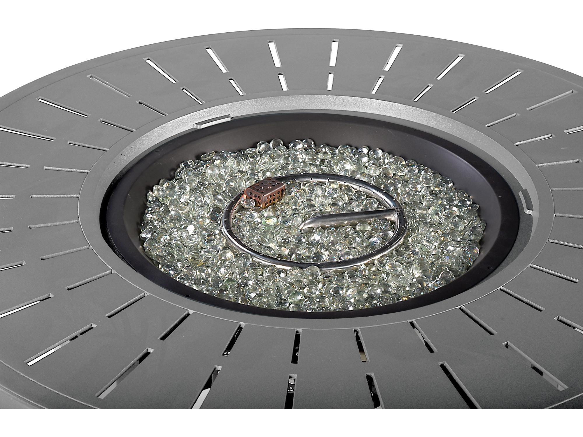 Oakland Living Round Aluminum Propane Patio Fire Pit Table with Glass Beads