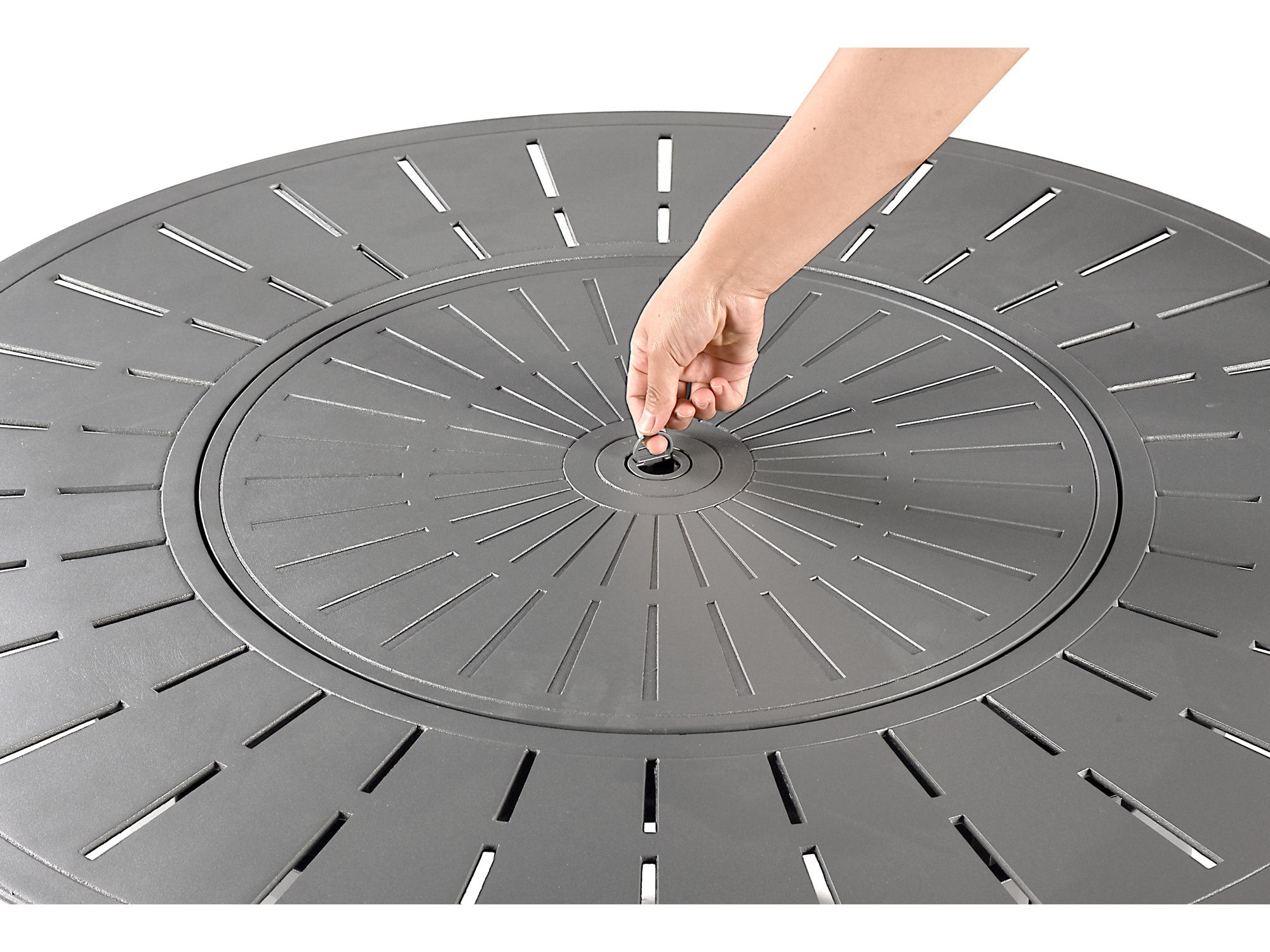 Oakland Living Round Aluminum Propane Patio Fire Pit Table with Glass Beads