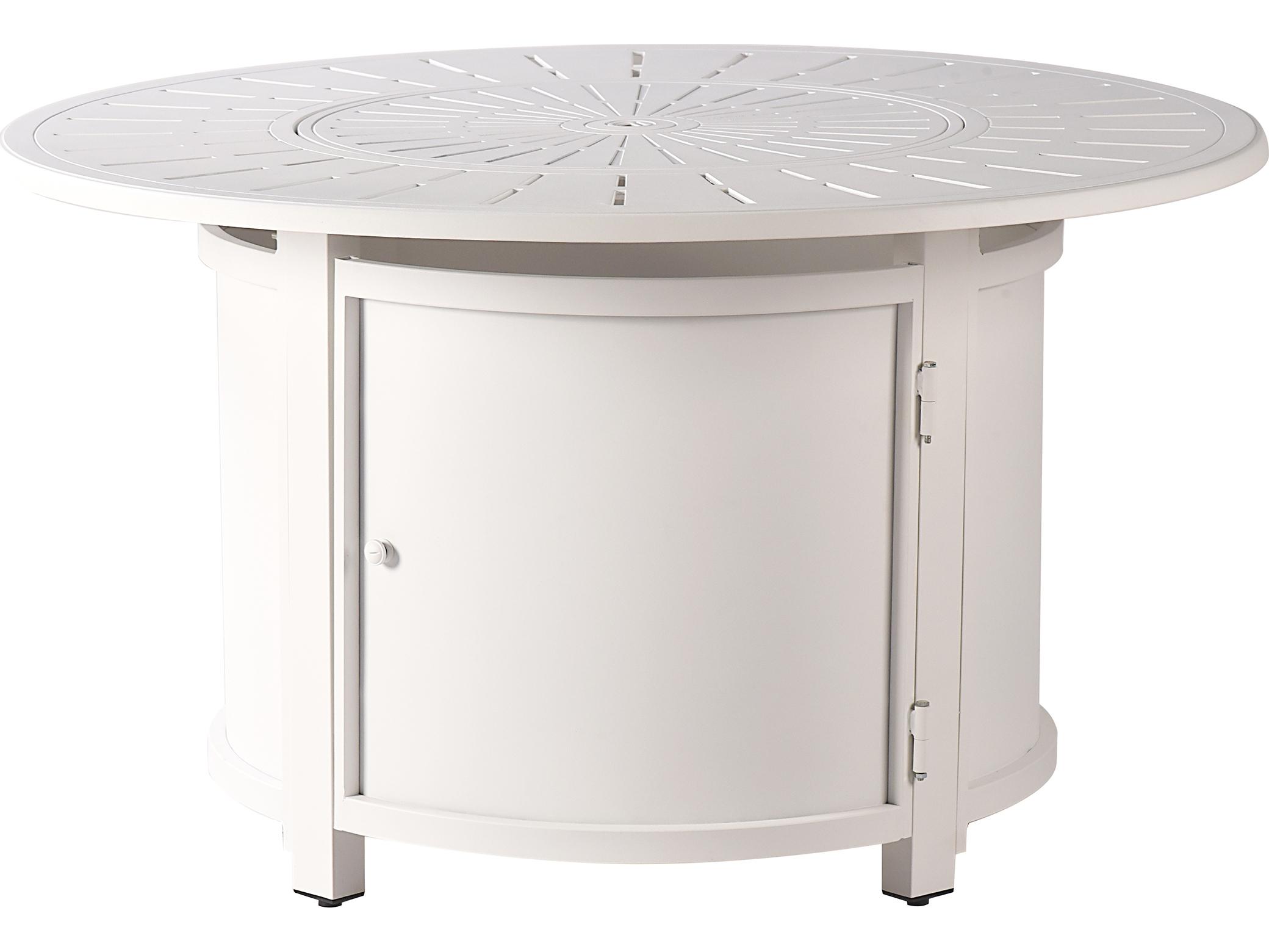 Oakland Living Round Aluminum Propane Outdoor Fire Pit Table with Glass Beads