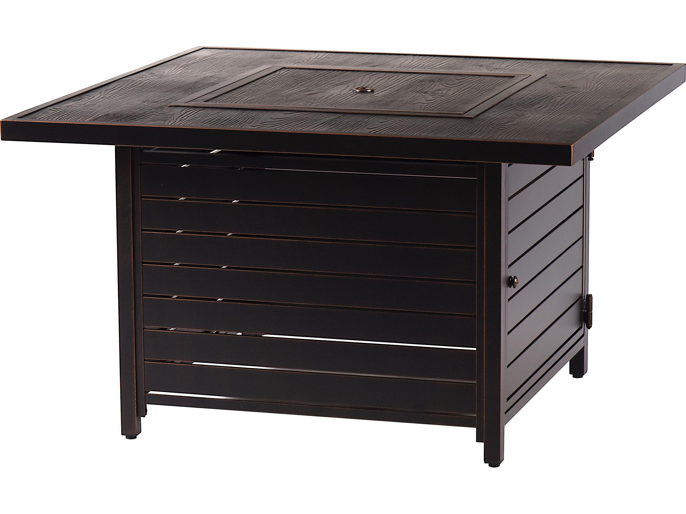 Oakland Living Square Aluminum Propane Outdoor Patio Fire Pit Table with Glass Beads