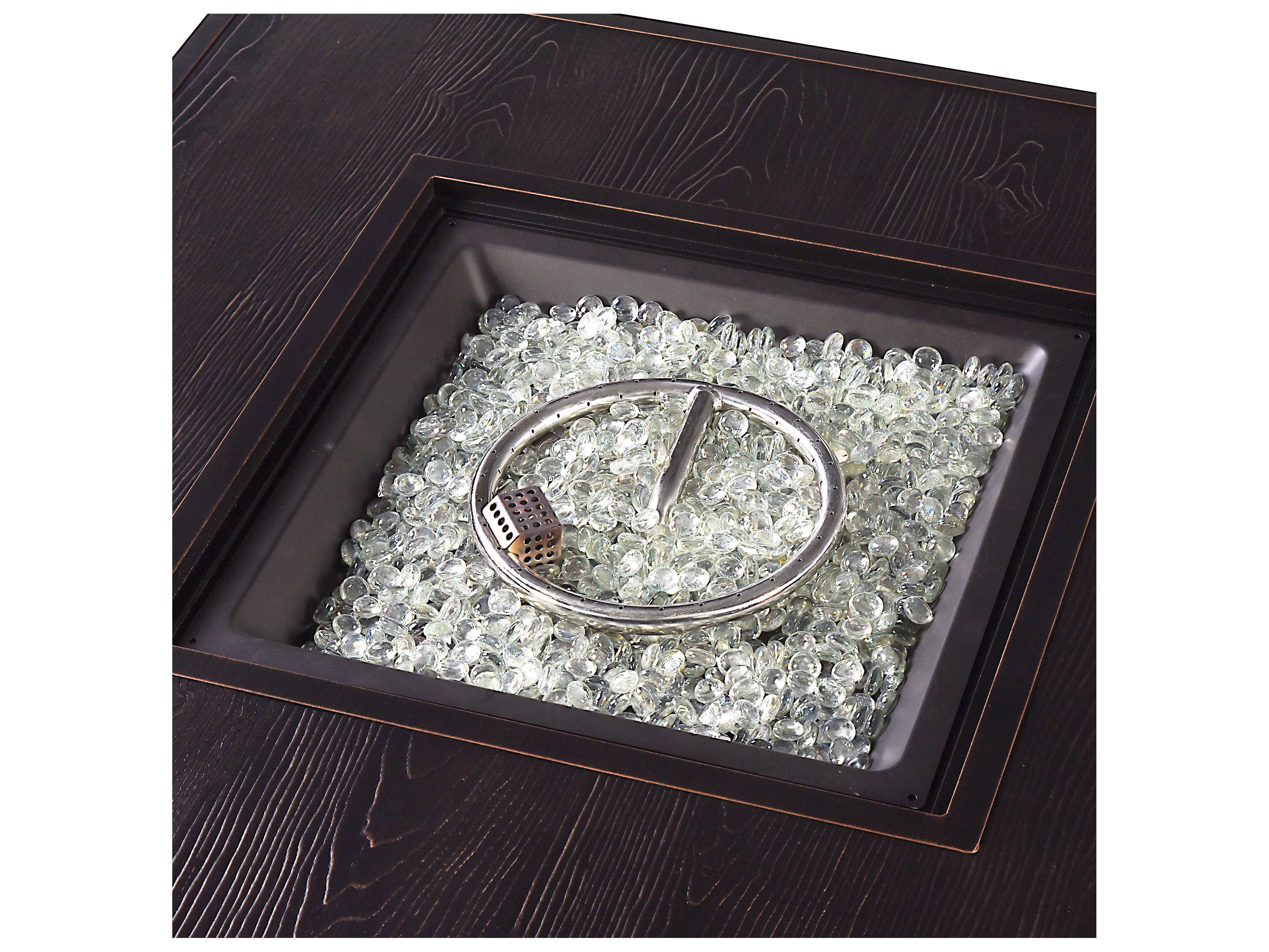 Oakland Living Square Aluminum Propane Outdoor Patio Fire Pit Table with Glass Beads