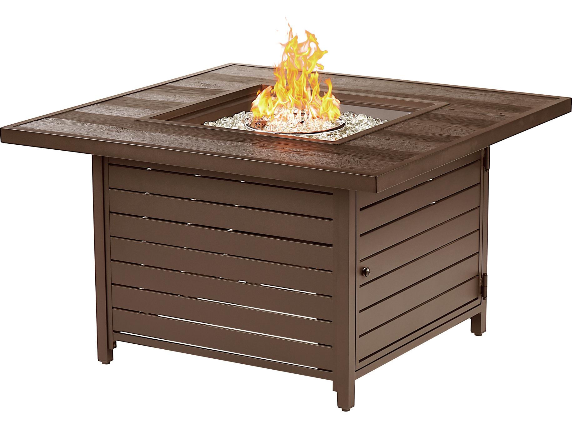 Oakland Living Square Aluminum Propane Patio Fire Pit Table with Glass Beads