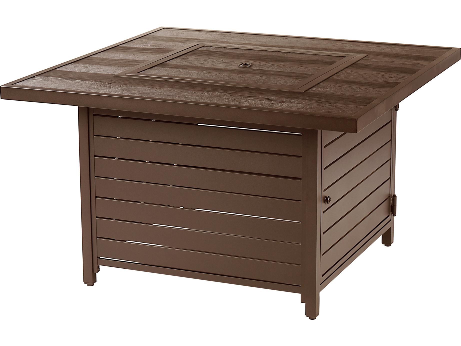 Oakland Living Square Aluminum Propane Patio Fire Pit Table with Glass Beads