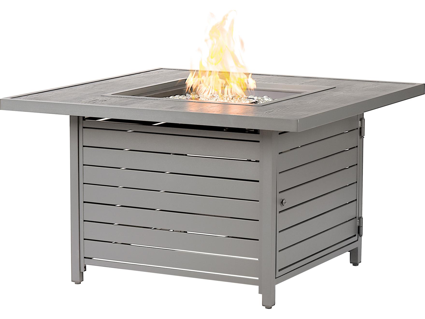 Oakland Living Square Aluminum Propane Outdoor Fire Pit Table with Glass Beads