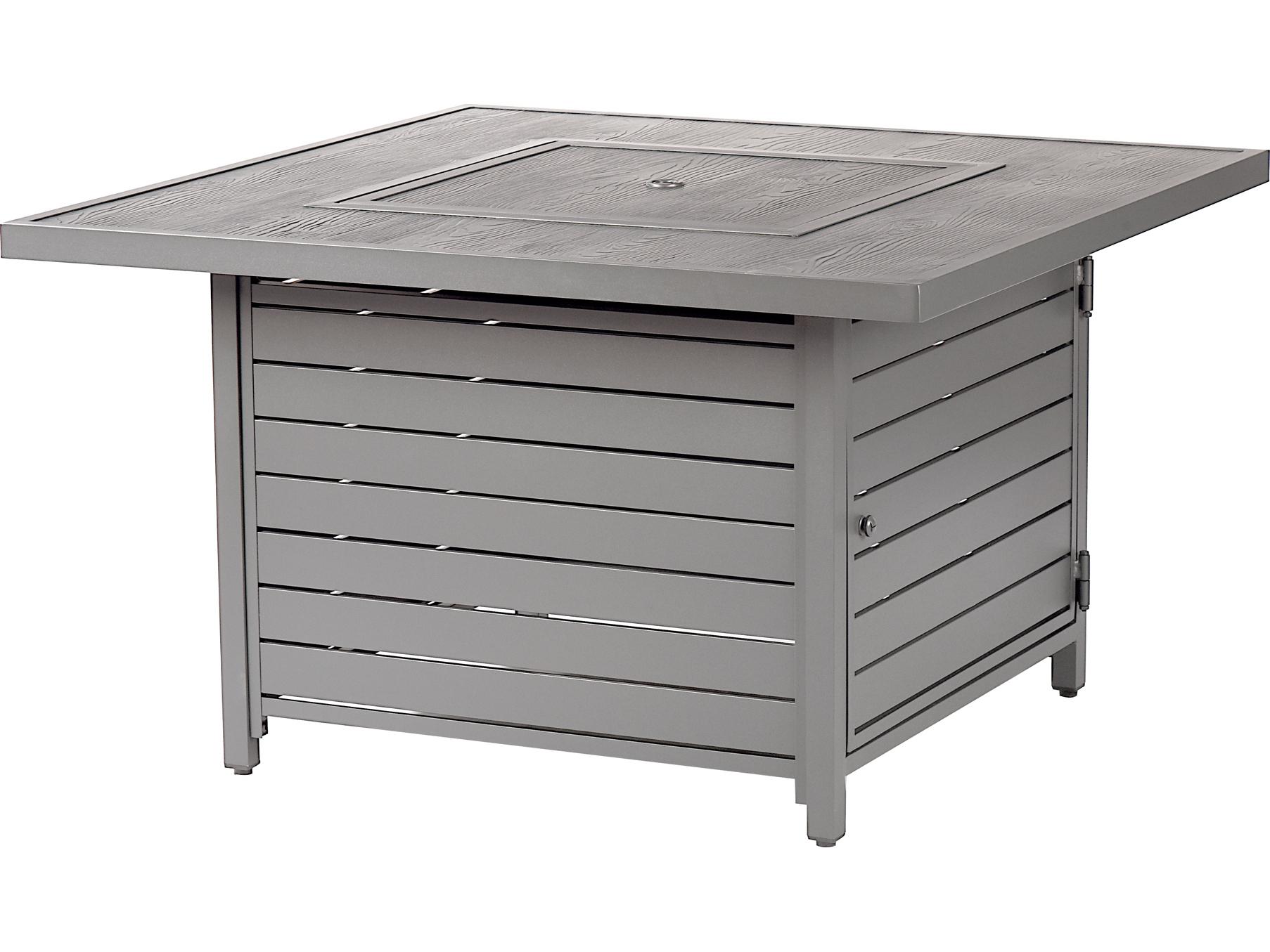 Oakland Living Square Aluminum Propane Outdoor Fire Pit Table with Glass Beads