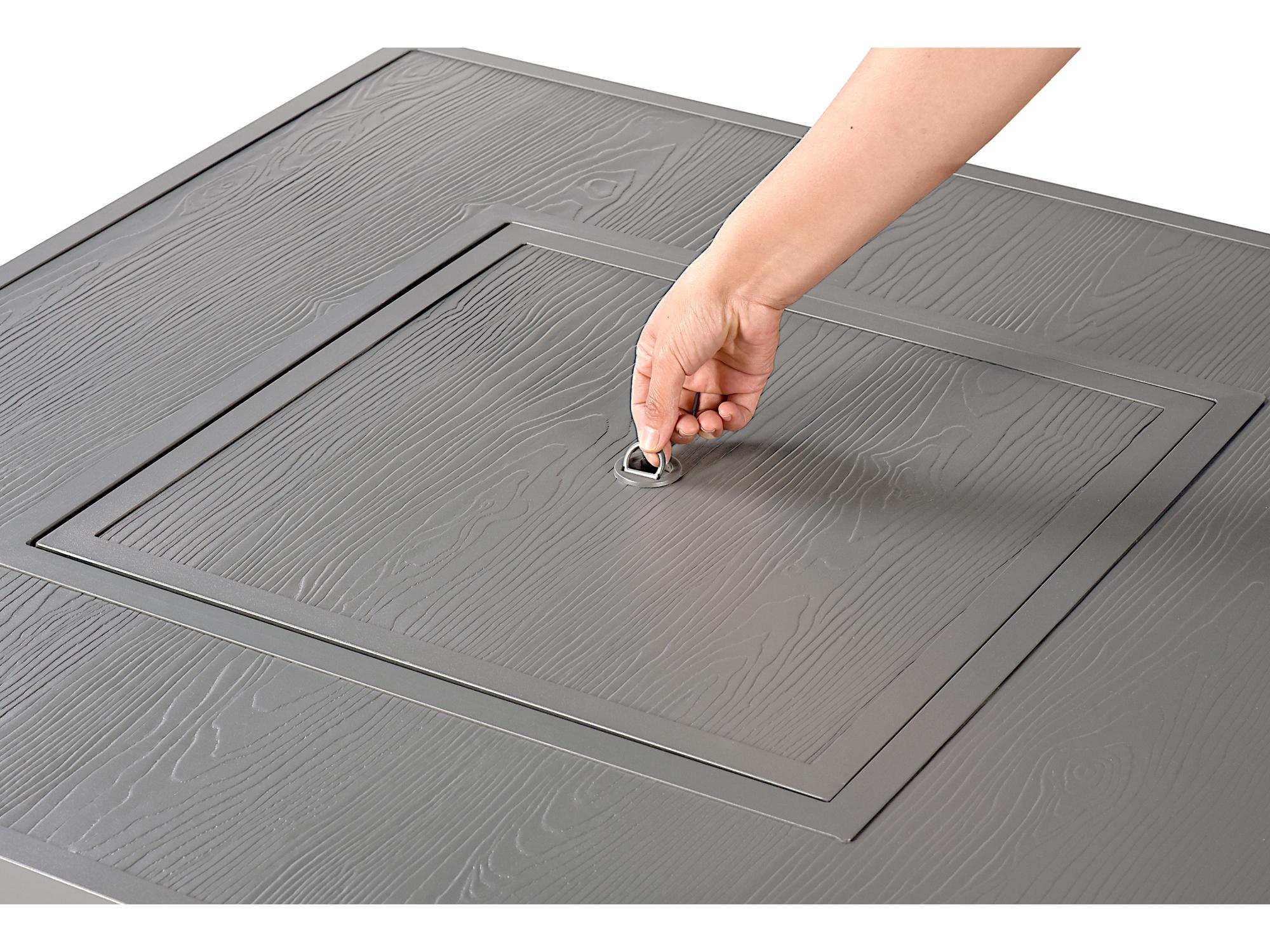 Oakland Living Square Aluminum Propane Outdoor Fire Pit Table with Glass Beads