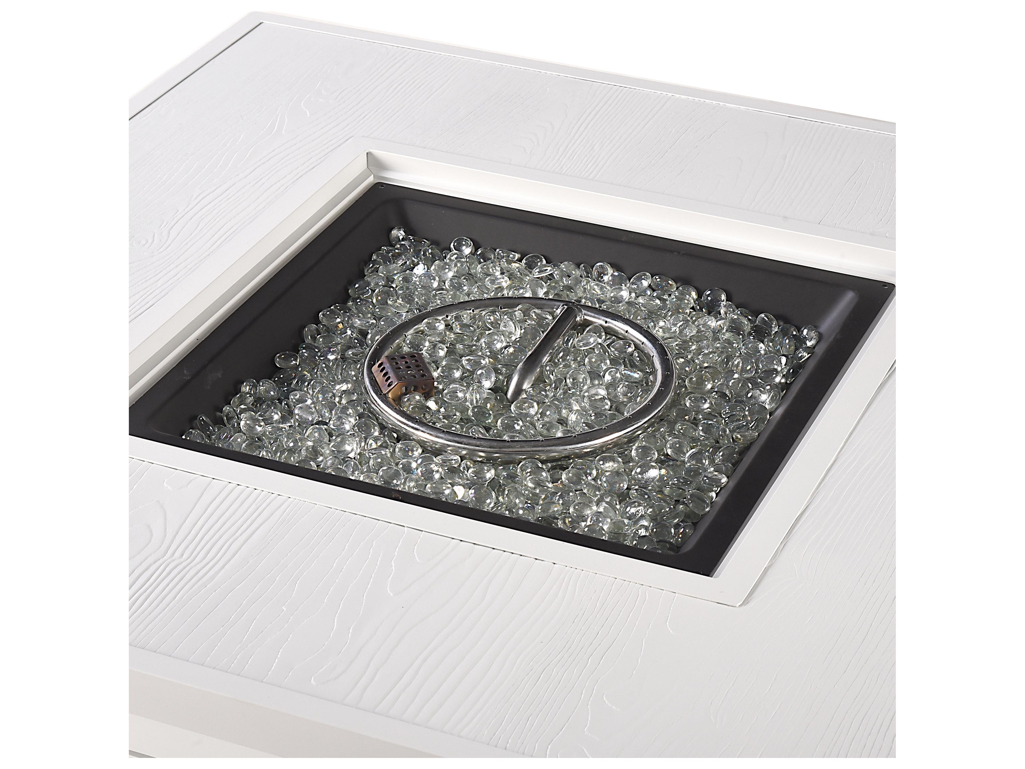 Oakland Living Square Aluminum Propane Outdoor Patio Fire Pit Table with Glass Beads