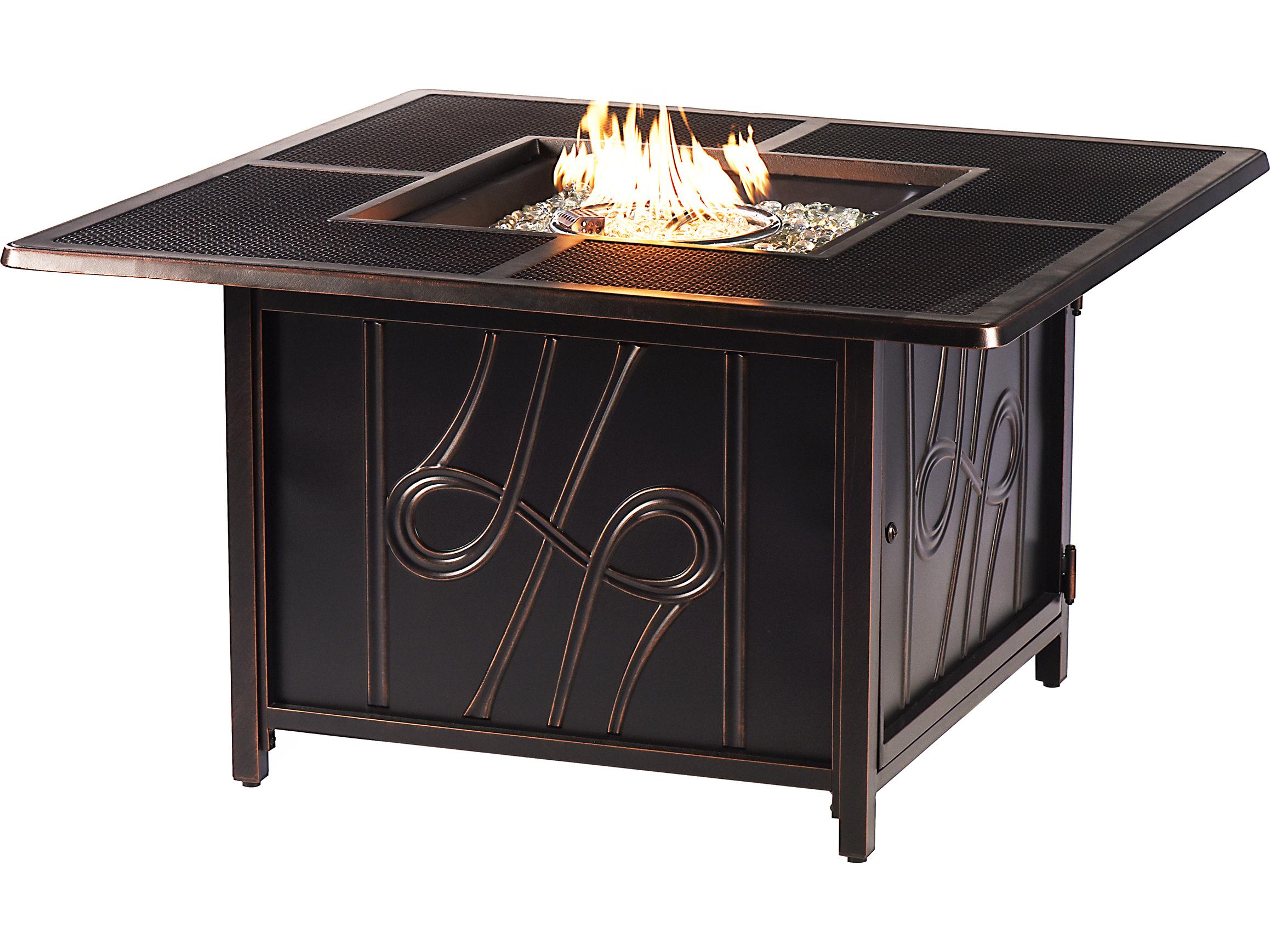 Oakland Living Aluminum Square Propane Patio Fire Pit Table with Fire Beads