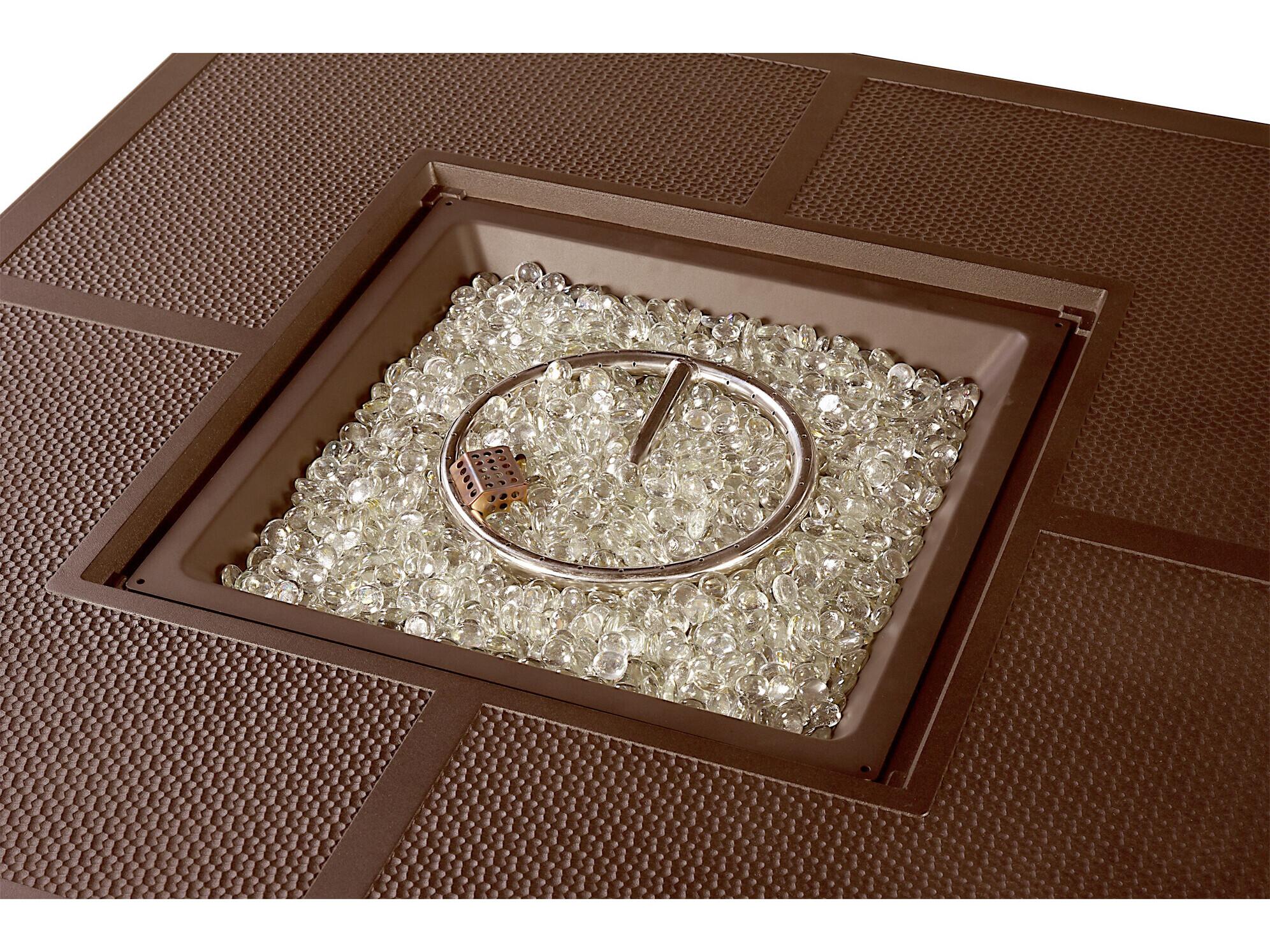 Oakland Living Square Aluminum Propane Outdoor Fire Pit Table with Glass Beads