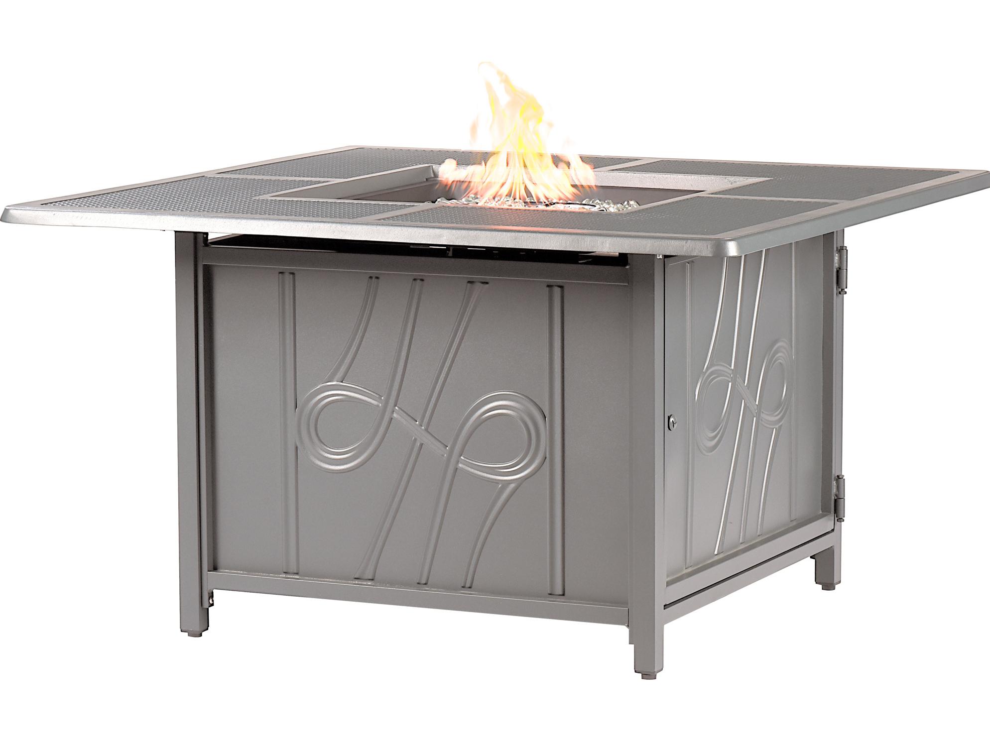 Oakland Living Square Aluminum Propane Outdoor Patio Fire Pit Table with Glass Beads