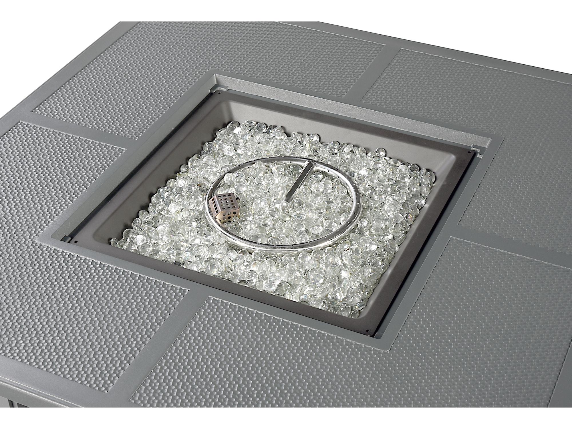 Oakland Living Square Aluminum Propane Outdoor Patio Fire Pit Table with Glass Beads