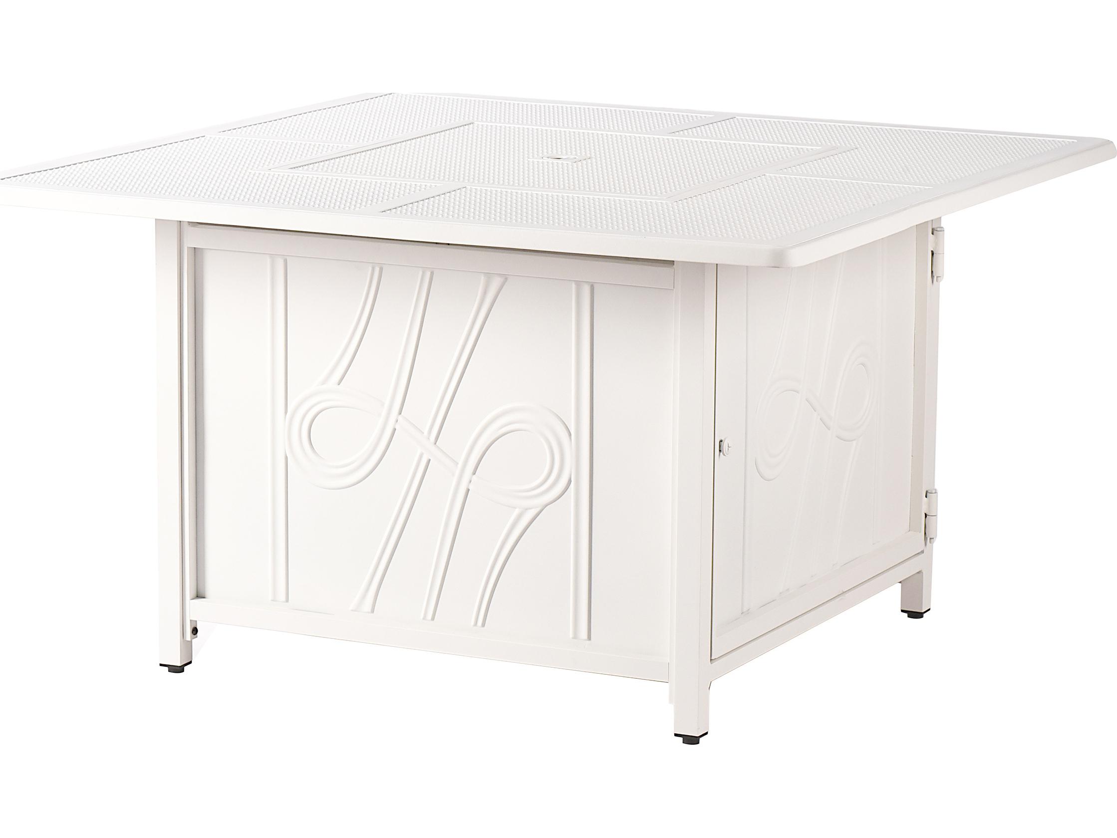 Oakland Living Square Aluminum Propane Patio Fire Pit Table with Glass Beads