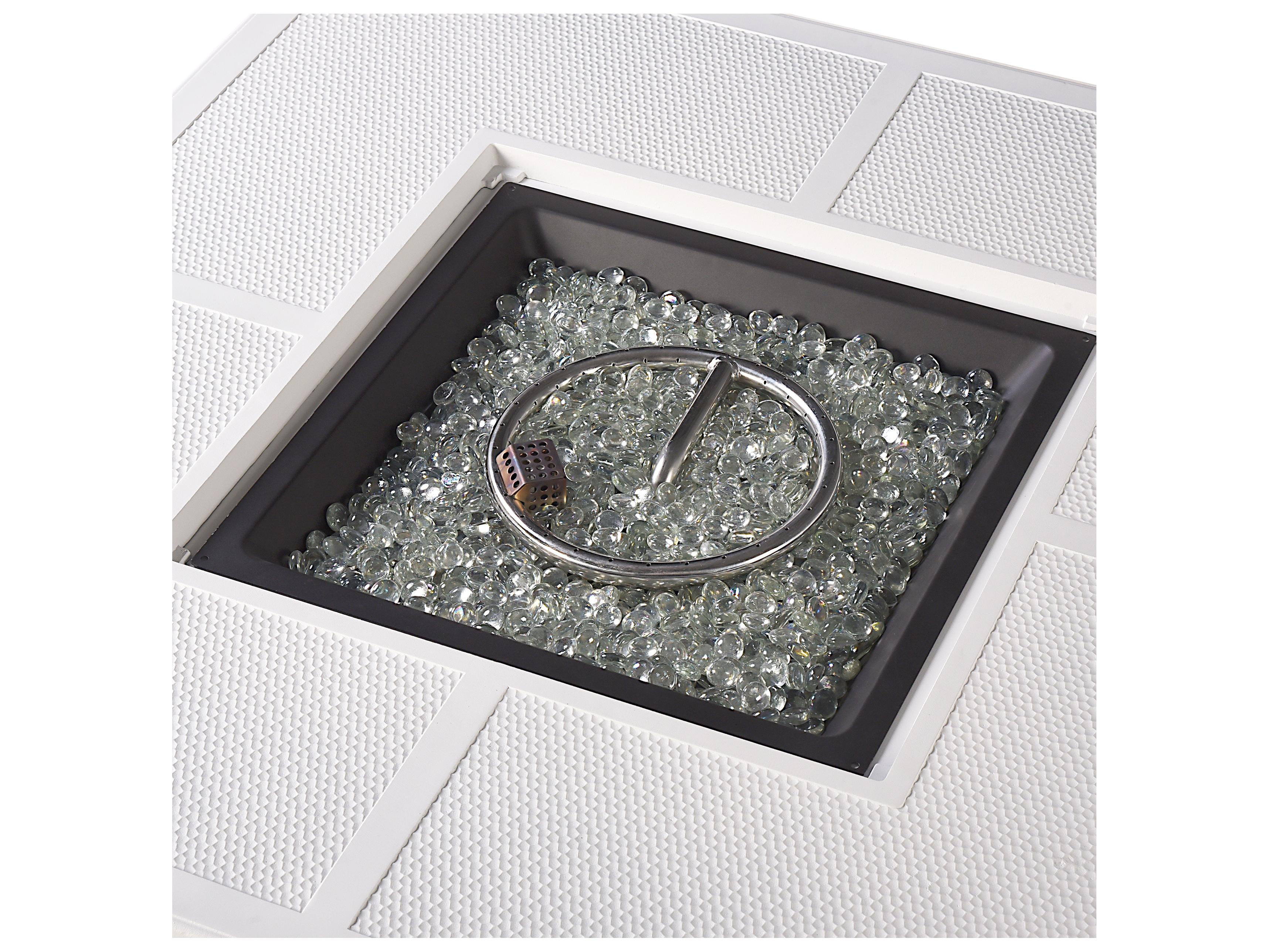 Oakland Living Square Aluminum Propane Patio Fire Pit Table with Glass Beads