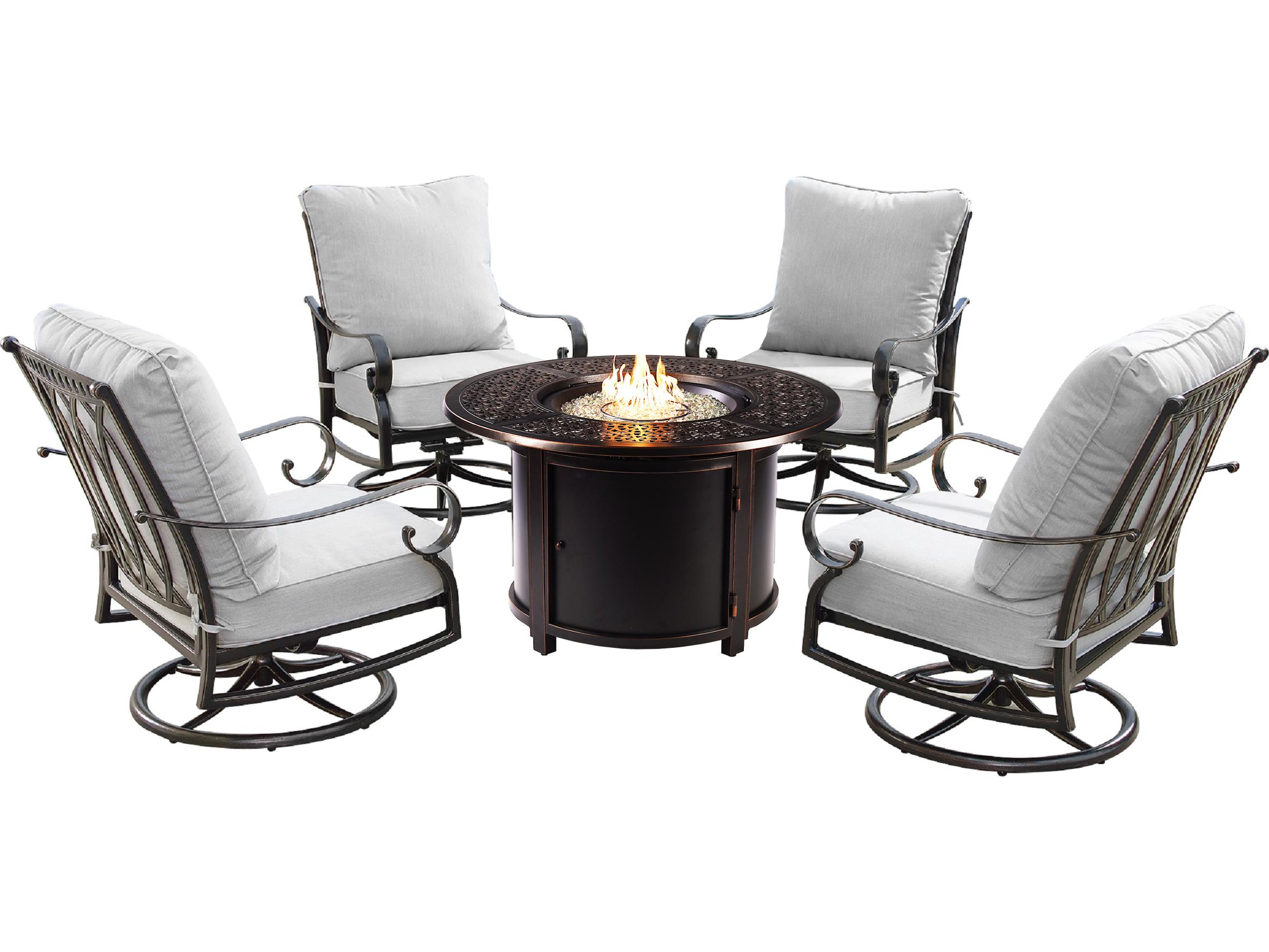 Oakland Living Aluminum 44'' Round Fire Pit Table Set