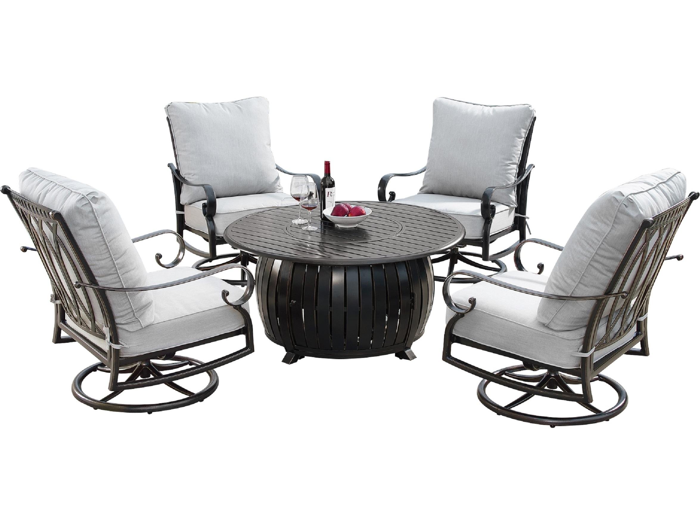 Oakland Living Aluminum 44'' Round Fire Pit Table Set