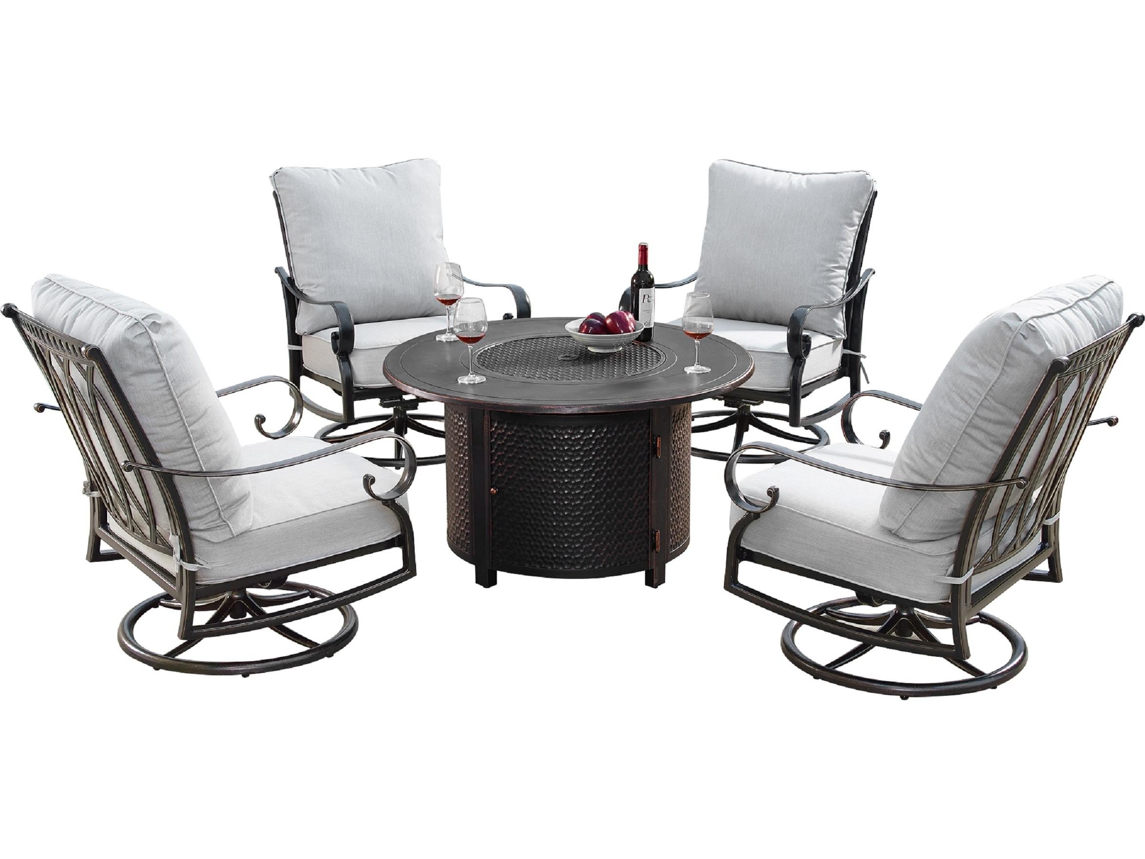 Oakland Living Aluminum 44'' Round Fire Pit Table Set