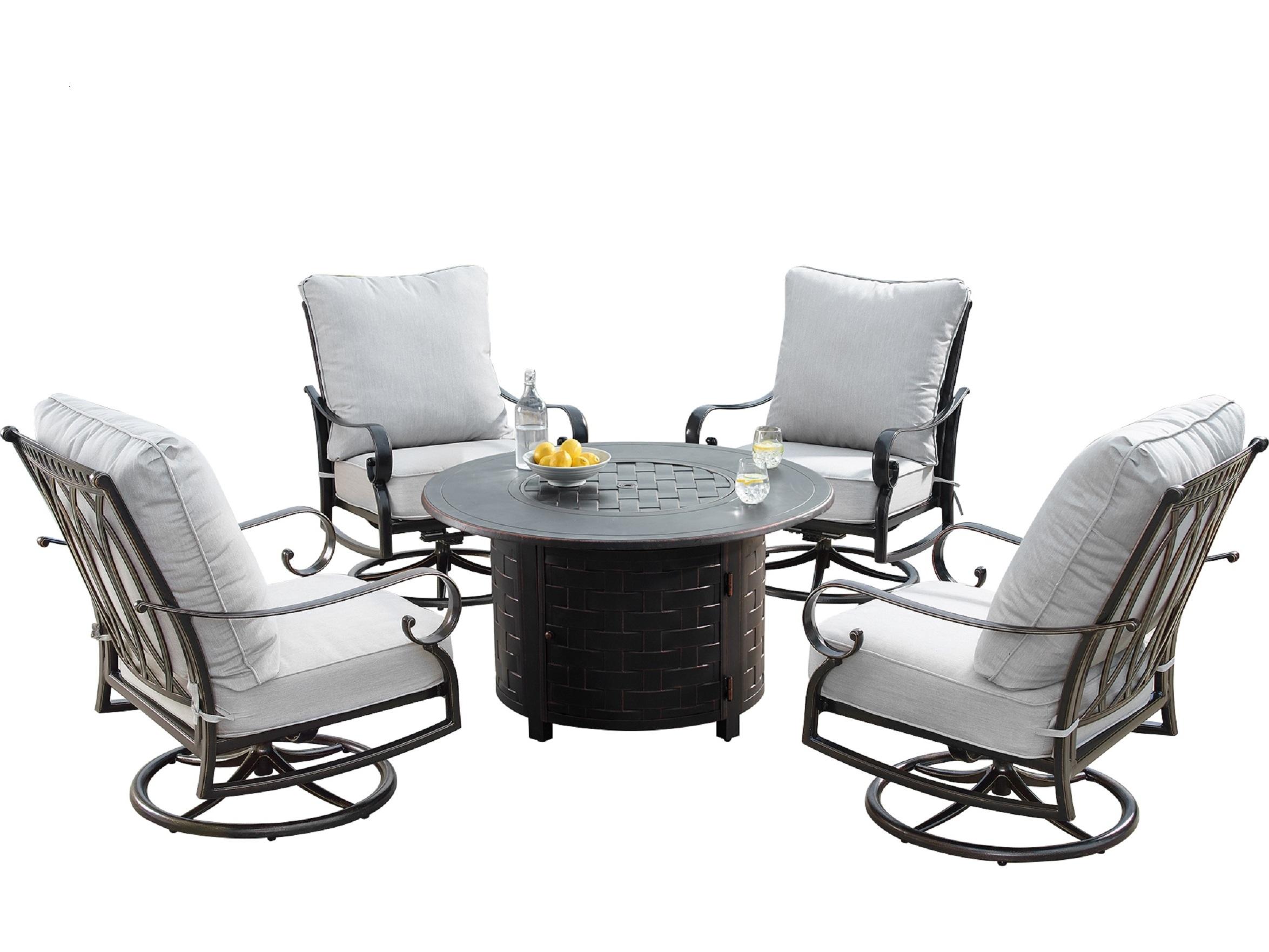 Oakland Living Aluminum 44'' Round Fire Pit Table Set