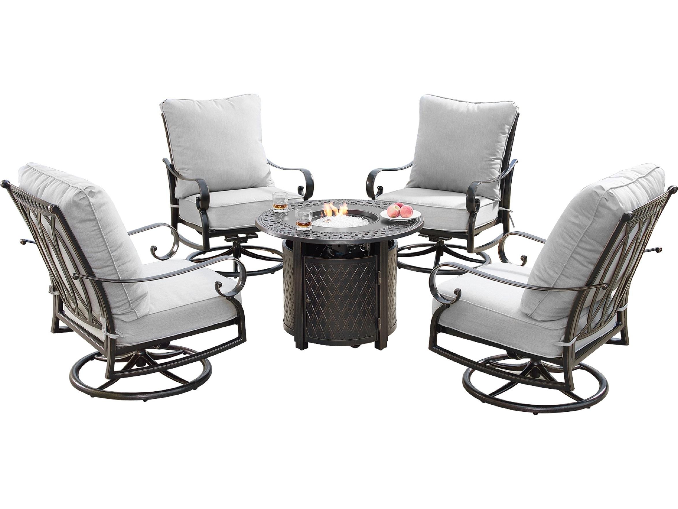 Oakland Living Aluminum 34'' Round Fire Pit Table Set