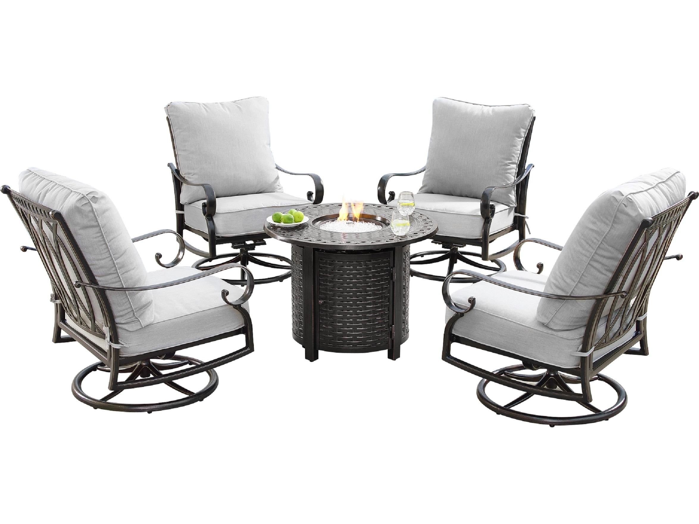 Oakland Living Aluminum 34'' Round Fire Pit Table Set