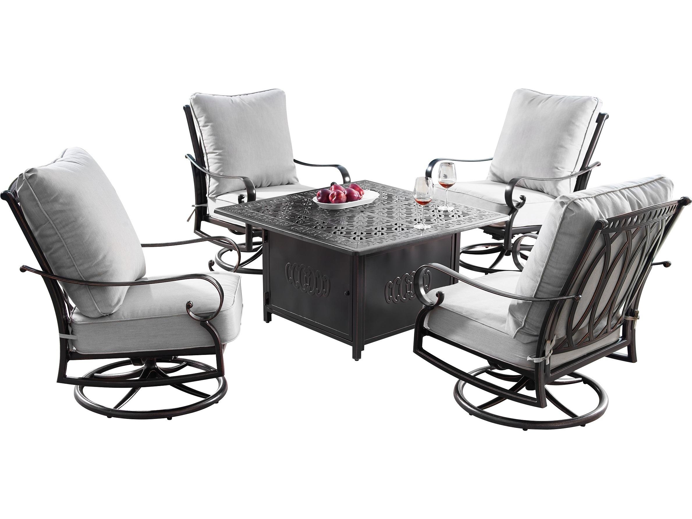 Oakland Living Aluminum 42'' Square Fire Pit Table Set