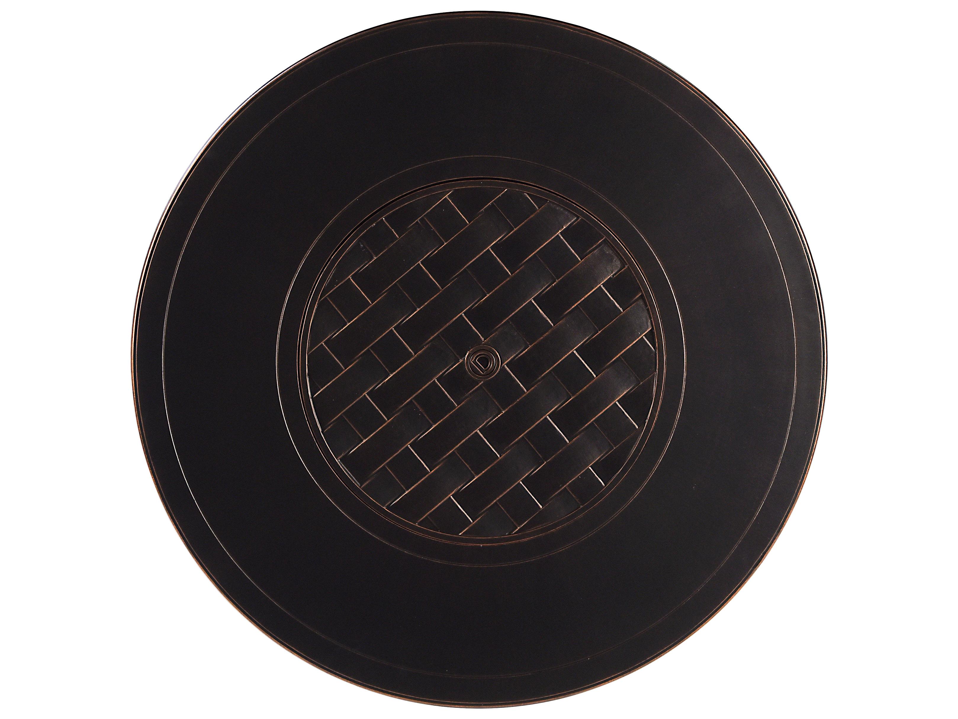 Oakland Living Aluminum Round Propane Outdoor Fire Pit Table with Fire Beads