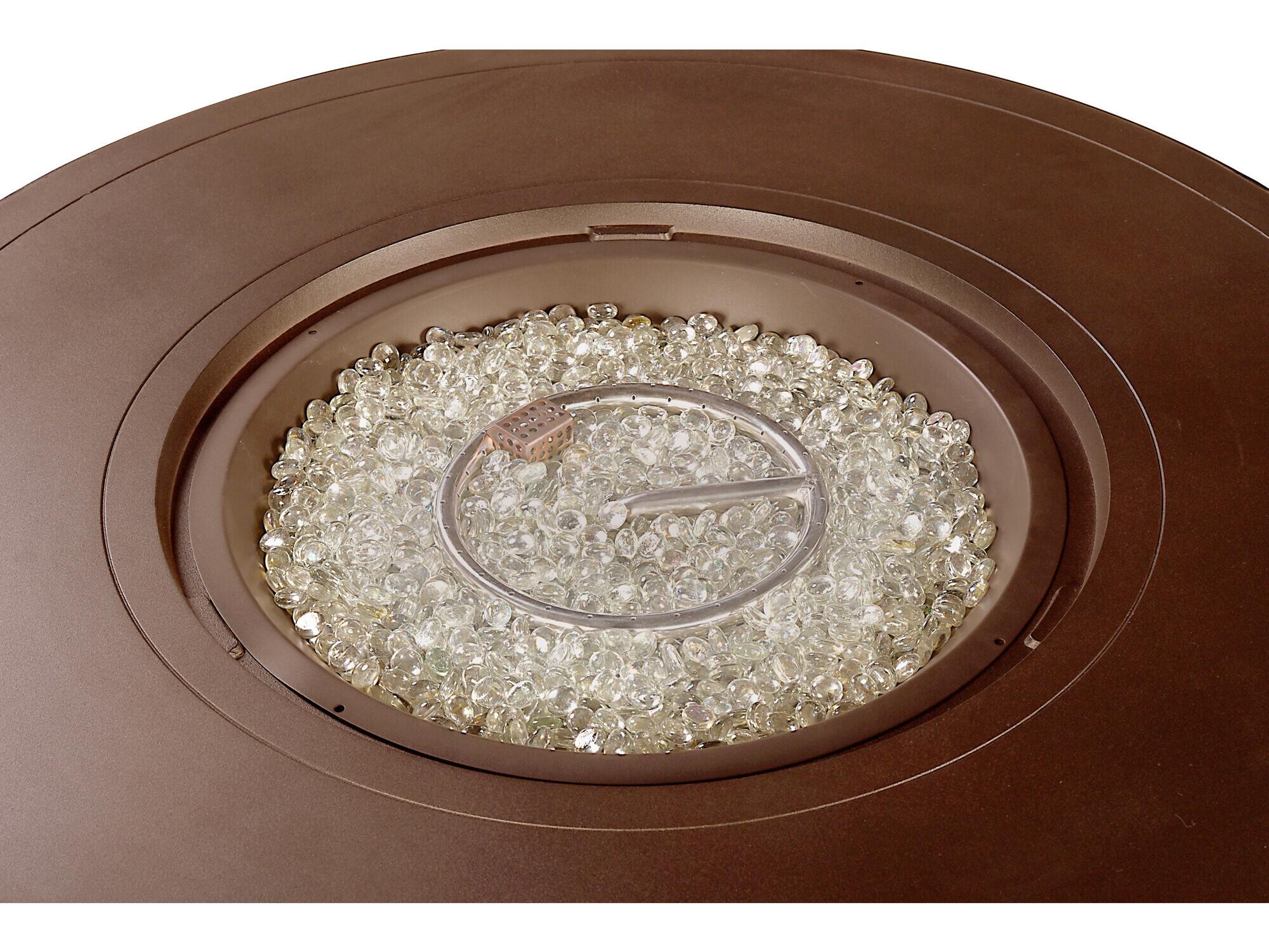 Oakland Living Round Aluminum Propane Outdoor Patio Fire Pit Table with Glass Beads