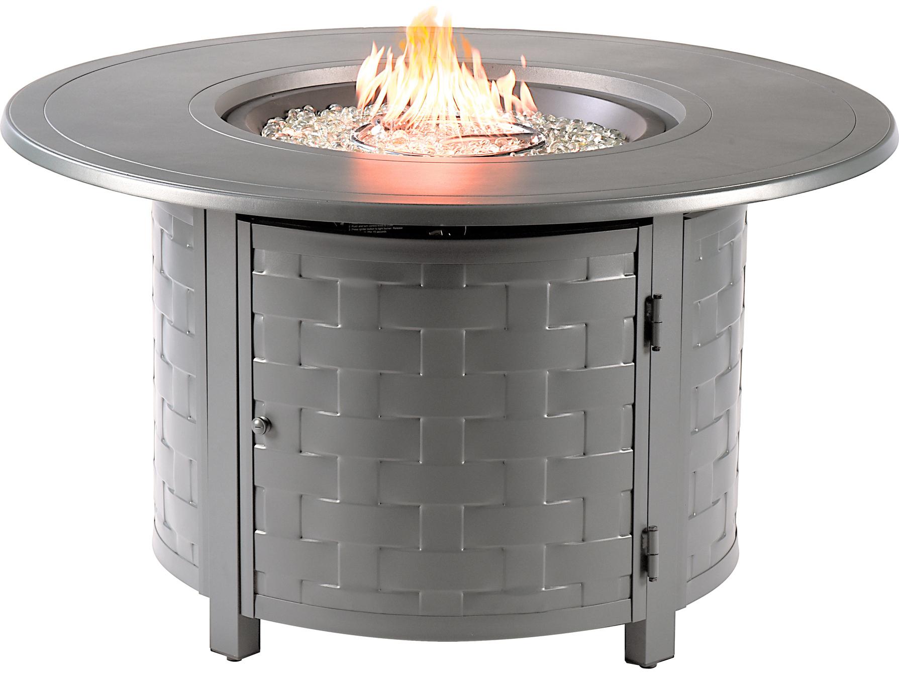 Oakland Living Round Aluminum Propane Patio Fire Pit Table with Glass Beads