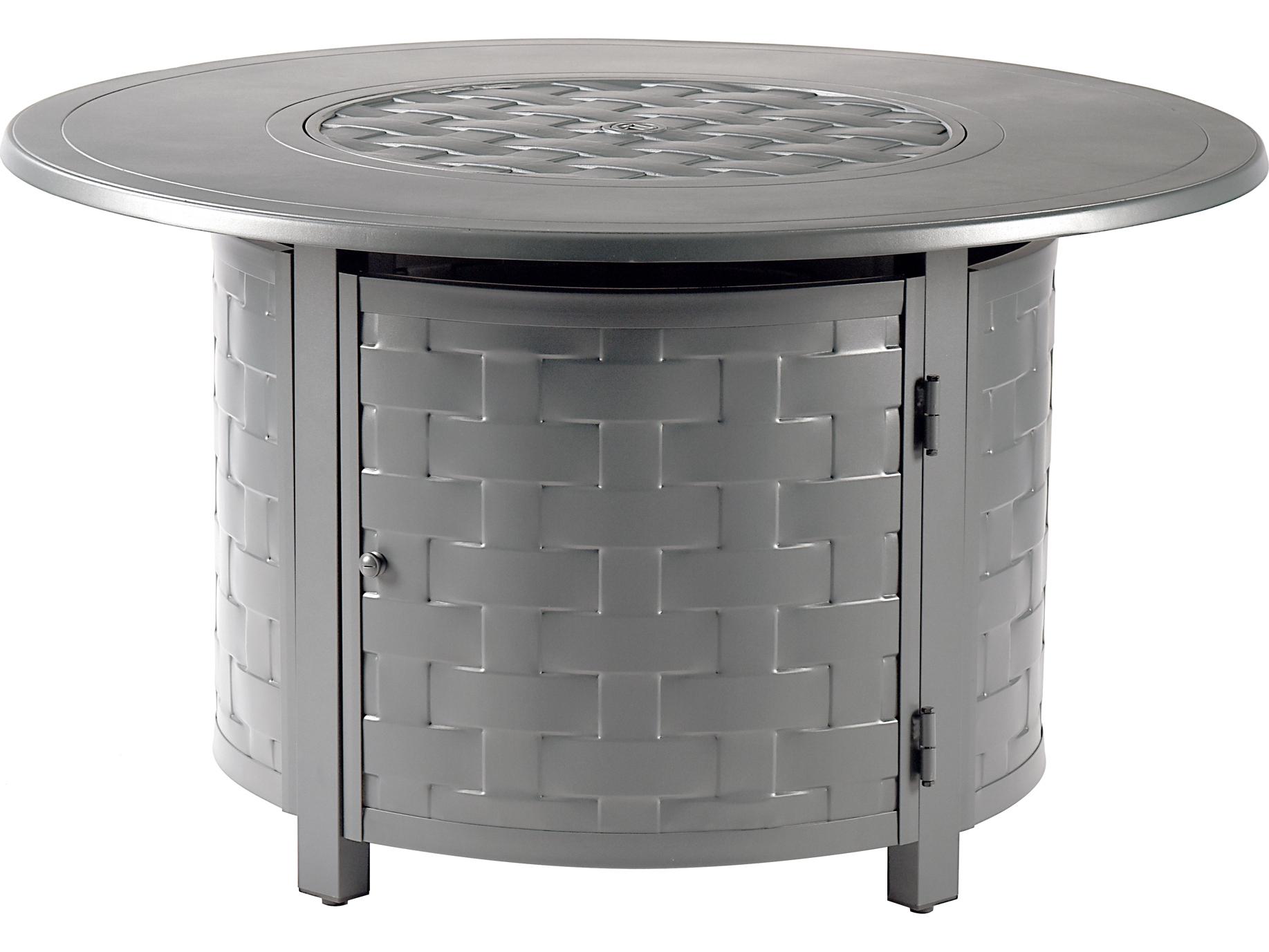 Oakland Living Round Aluminum Propane Patio Fire Pit Table with Glass Beads