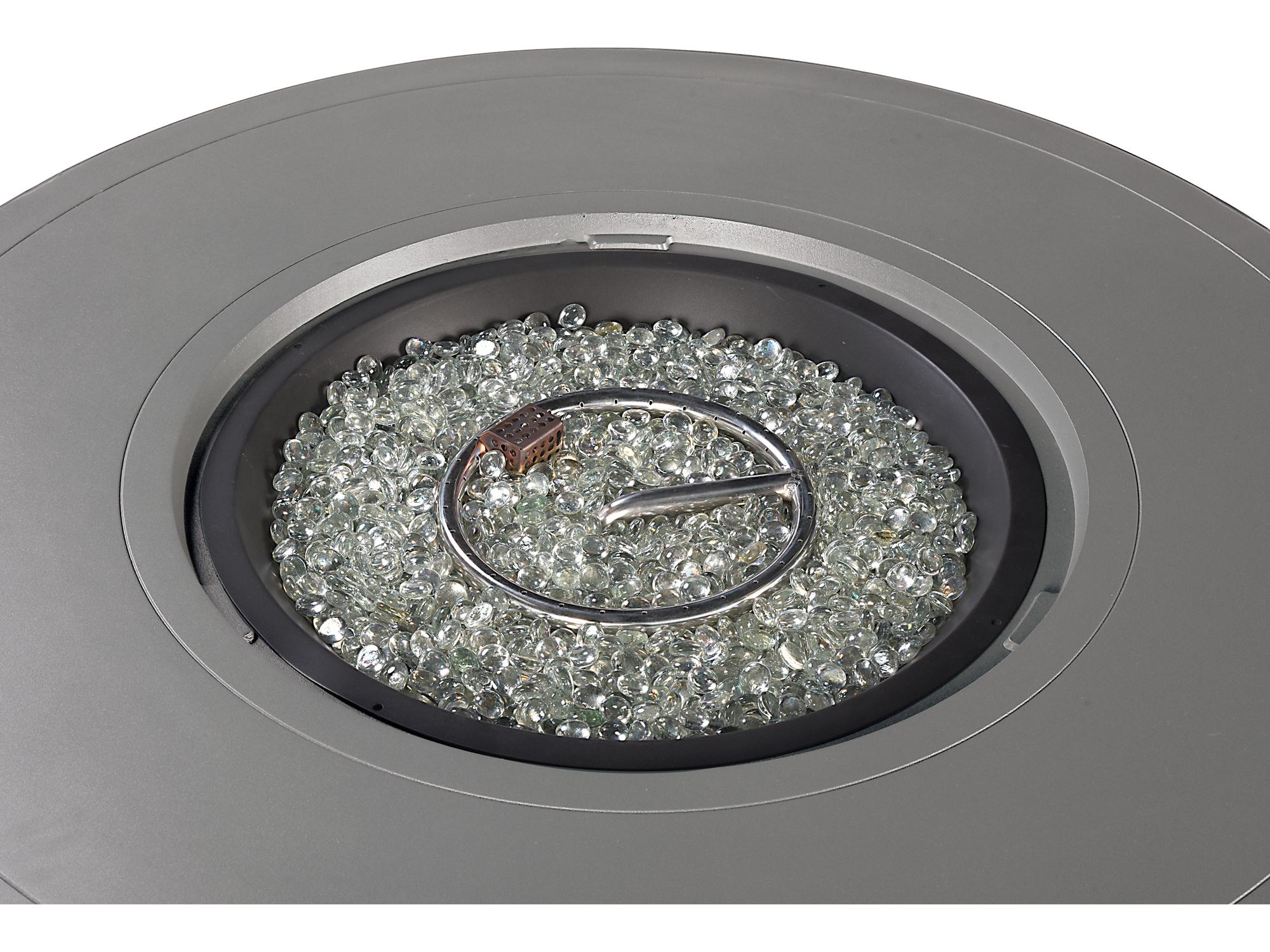 Oakland Living Round Aluminum Propane Patio Fire Pit Table with Glass Beads