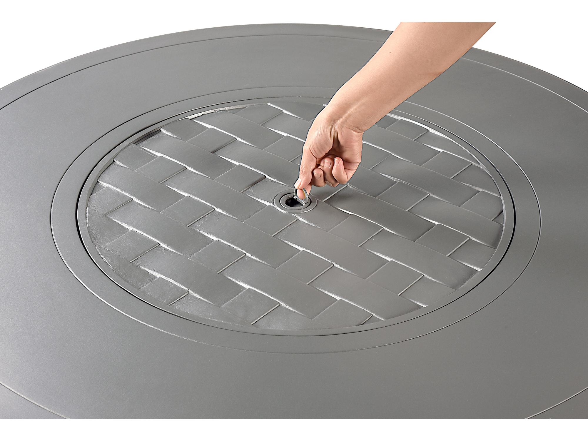 Oakland Living Round Aluminum Propane Patio Fire Pit Table with Glass Beads