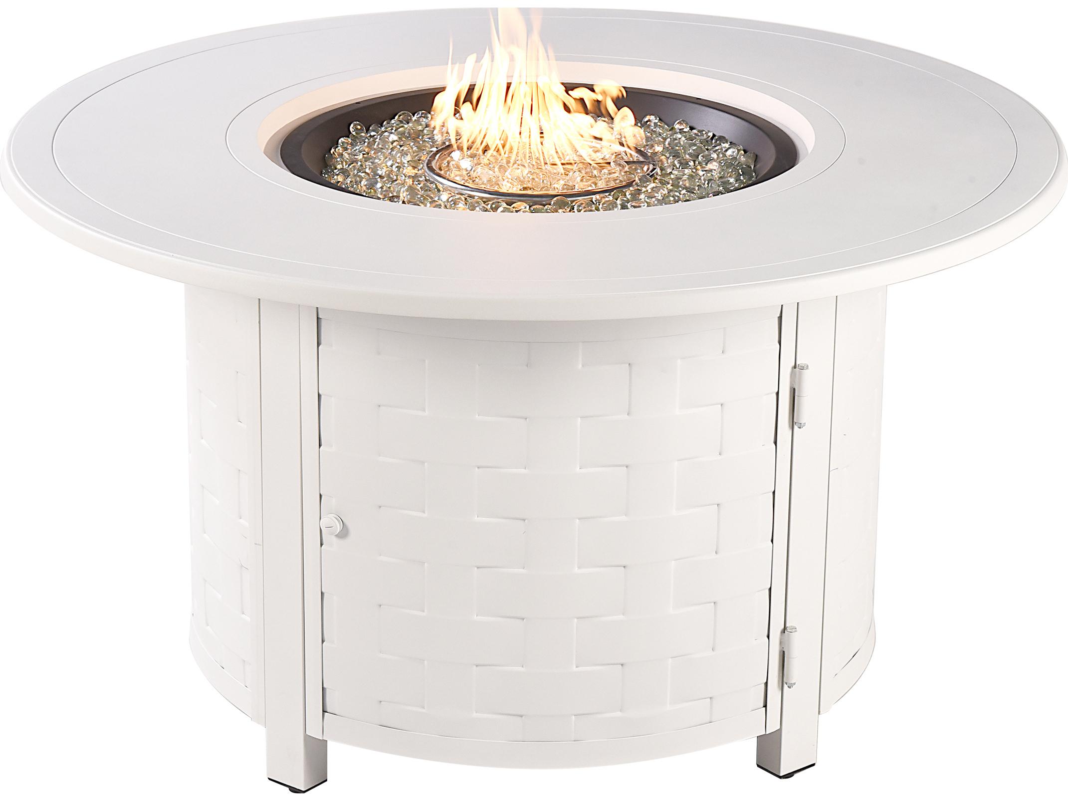 Oakland Living Round Aluminum Propane Outdoor Fire Pit Table with Glass Beads