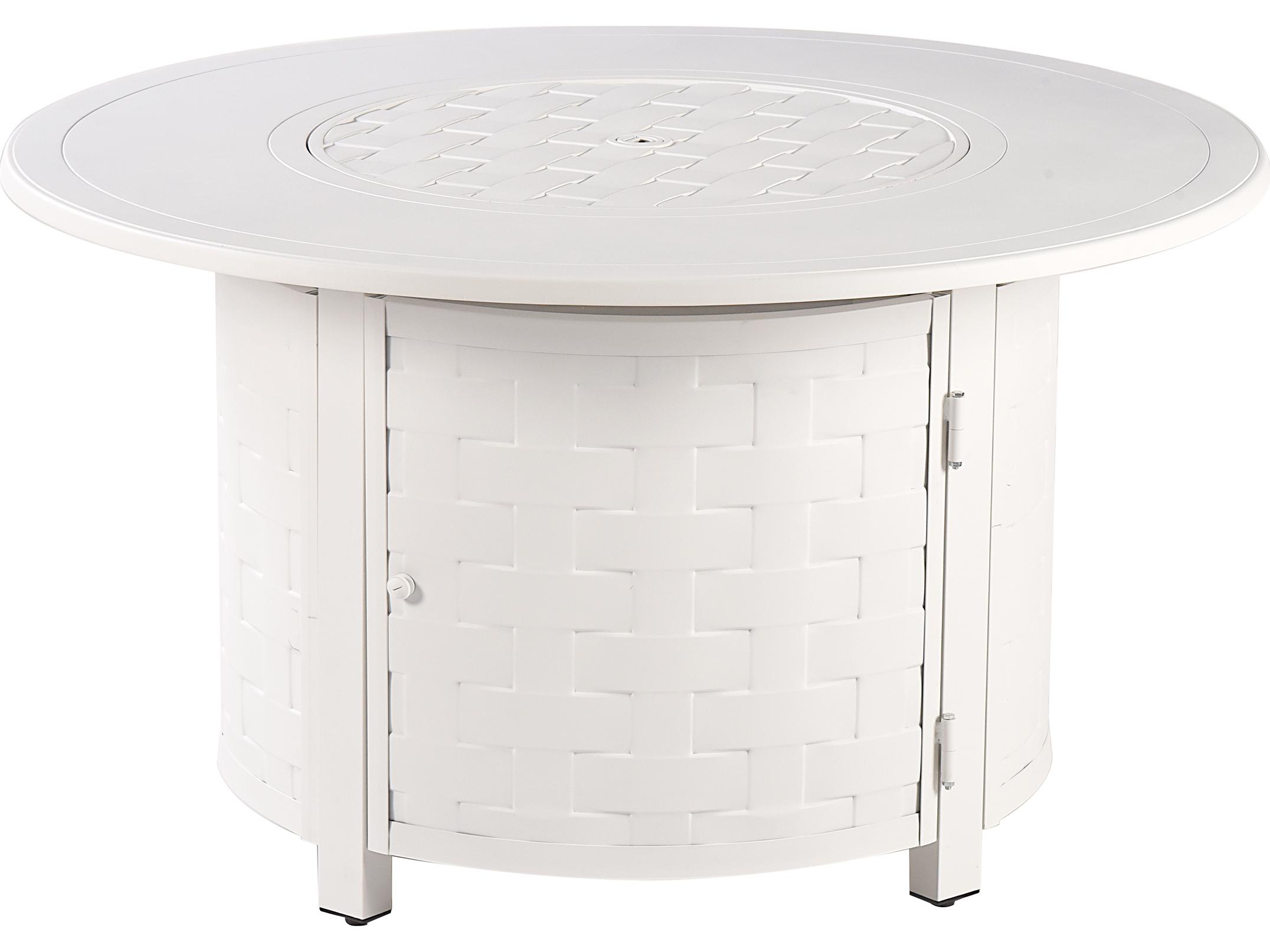 Oakland Living Round Aluminum Propane Outdoor Fire Pit Table with Glass Beads