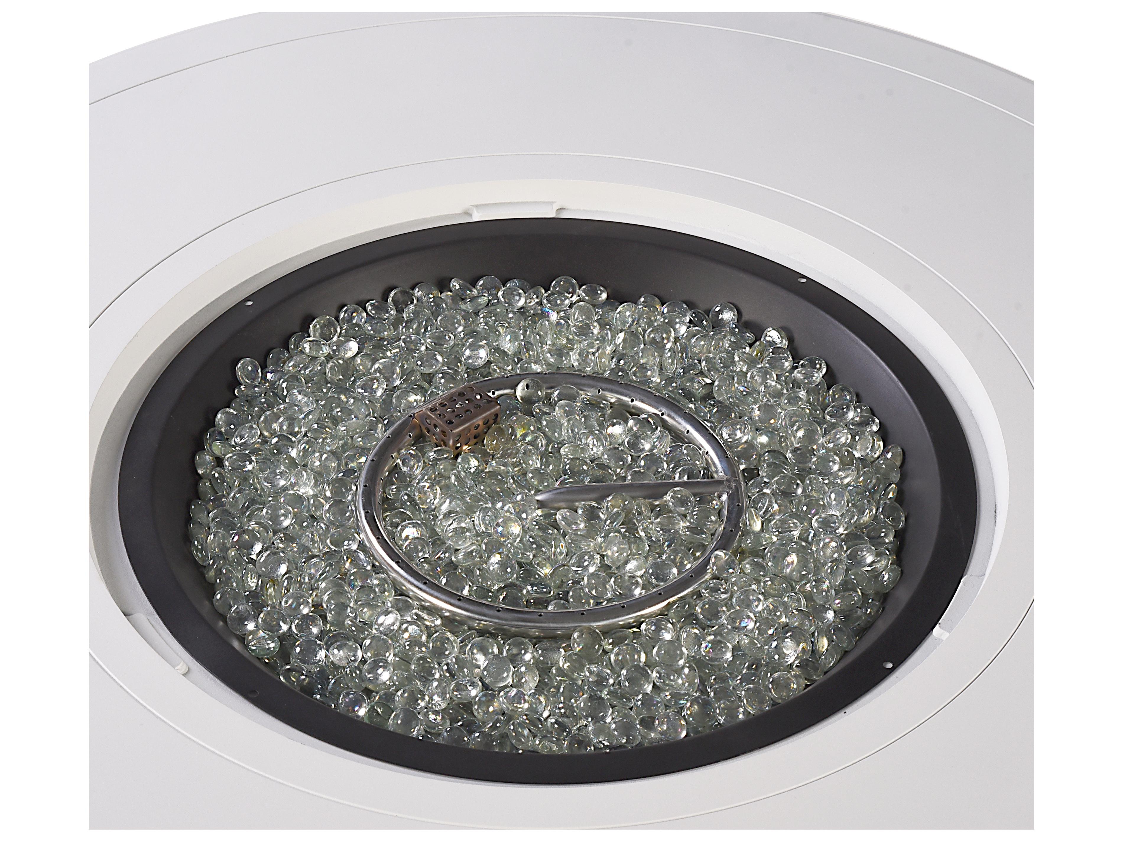 Oakland Living Round Aluminum Propane Outdoor Fire Pit Table with Glass Beads