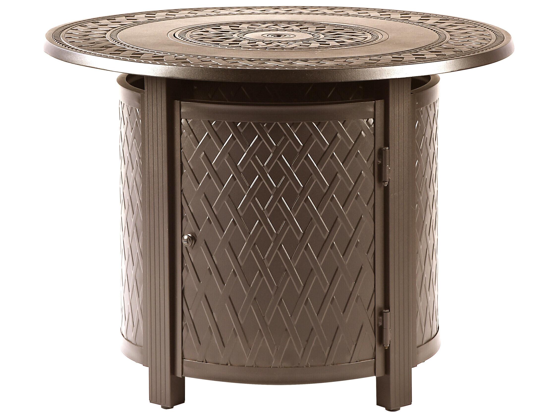 Oakland Living Round Aluminum Propane Patio Fire Pit Table with Glass Beads