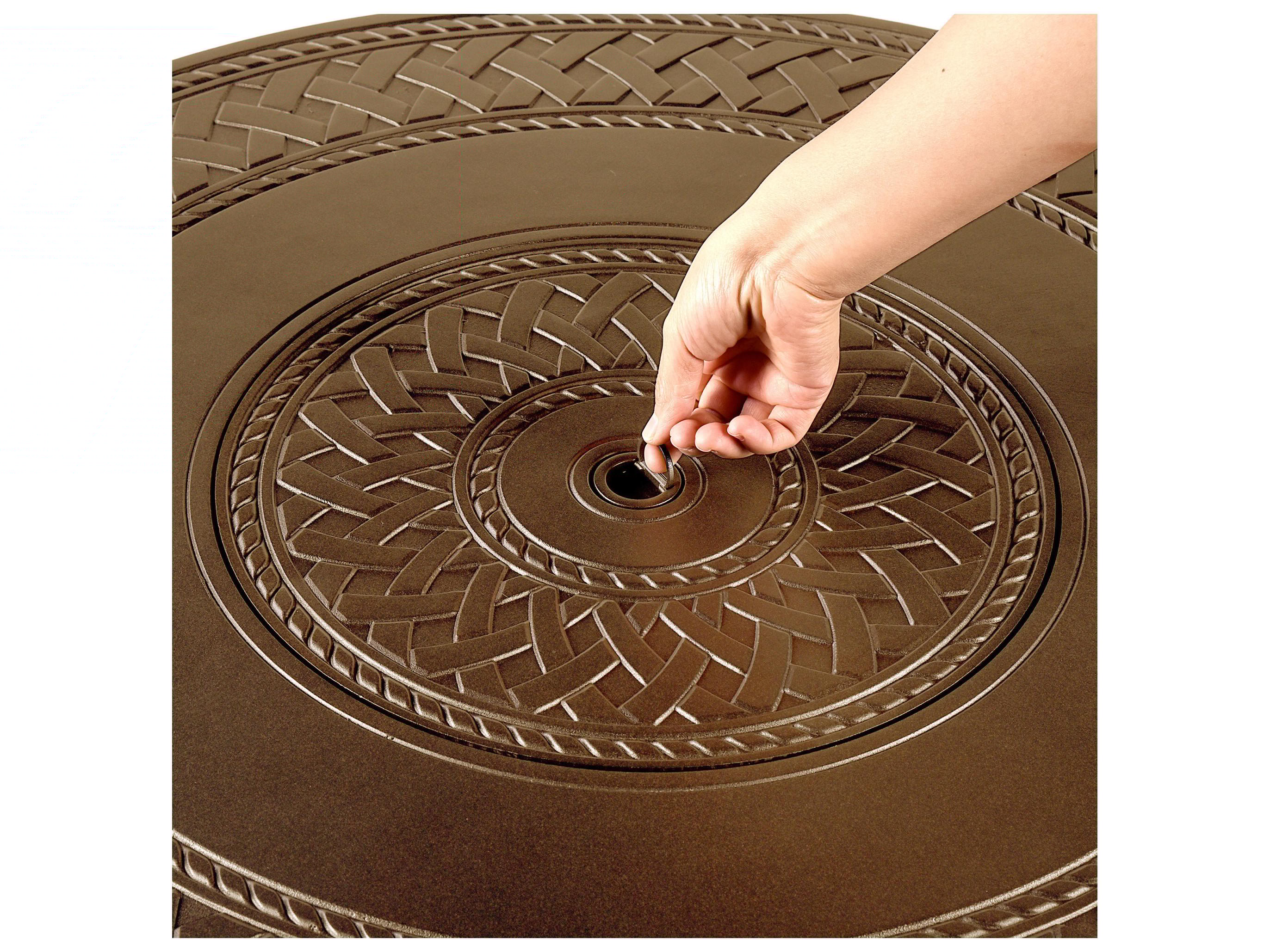 Oakland Living Round Aluminum Propane Patio Fire Pit Table with Glass Beads