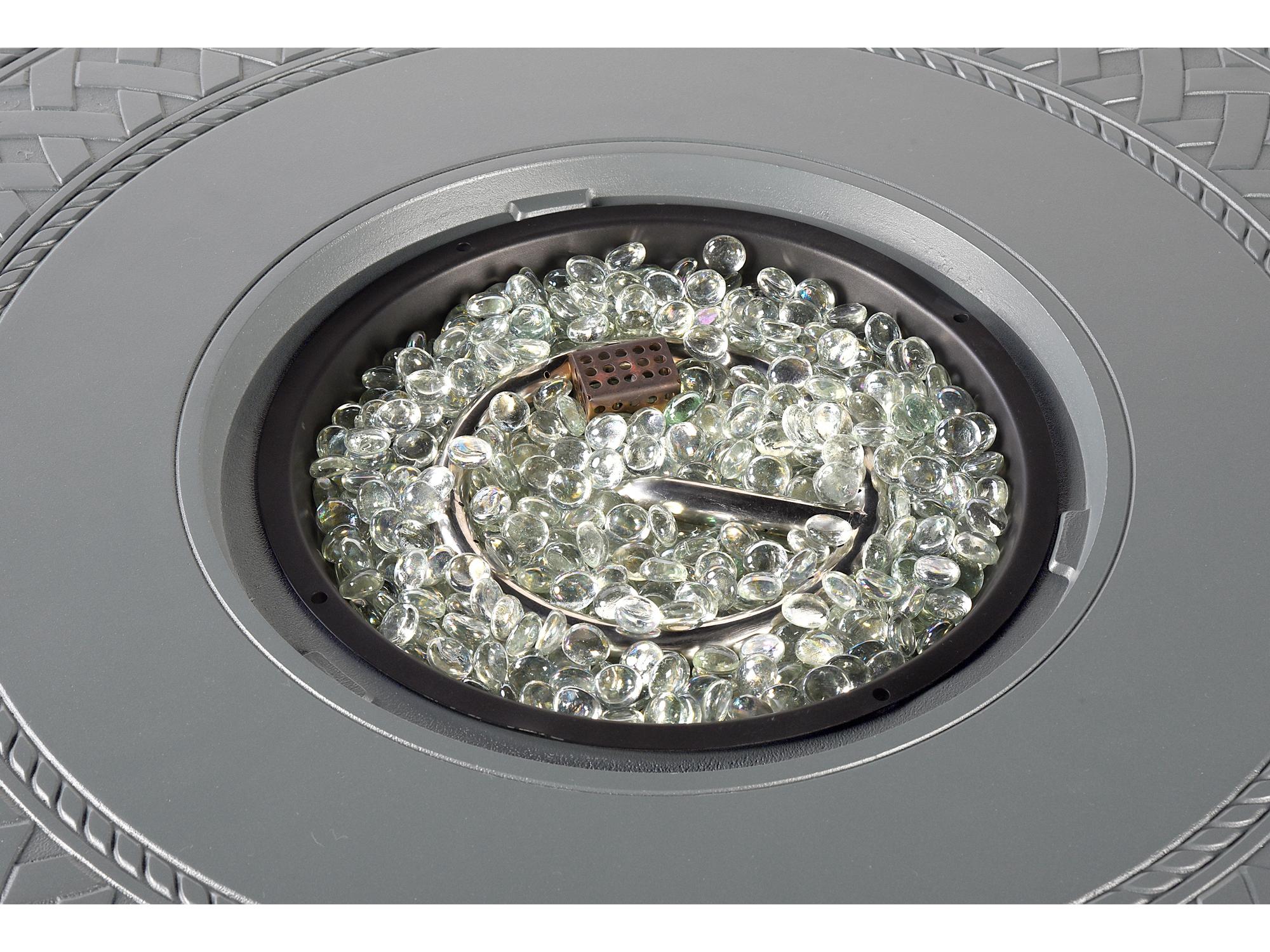 Oakland Living Round Aluminum Propane Outdoor Fire Pit Table with Glass Beads