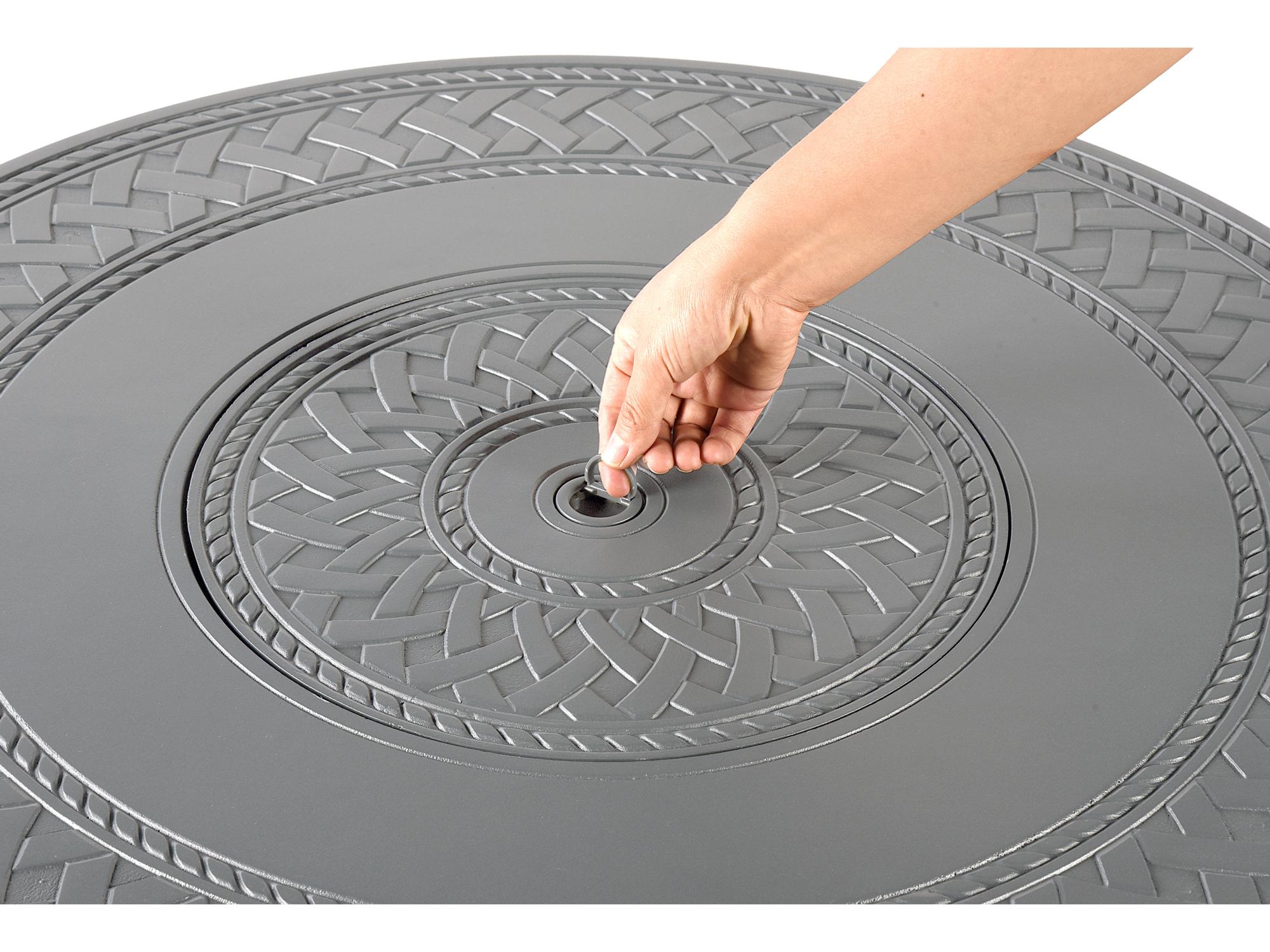 Oakland Living Round Aluminum Propane Outdoor Fire Pit Table with Glass Beads