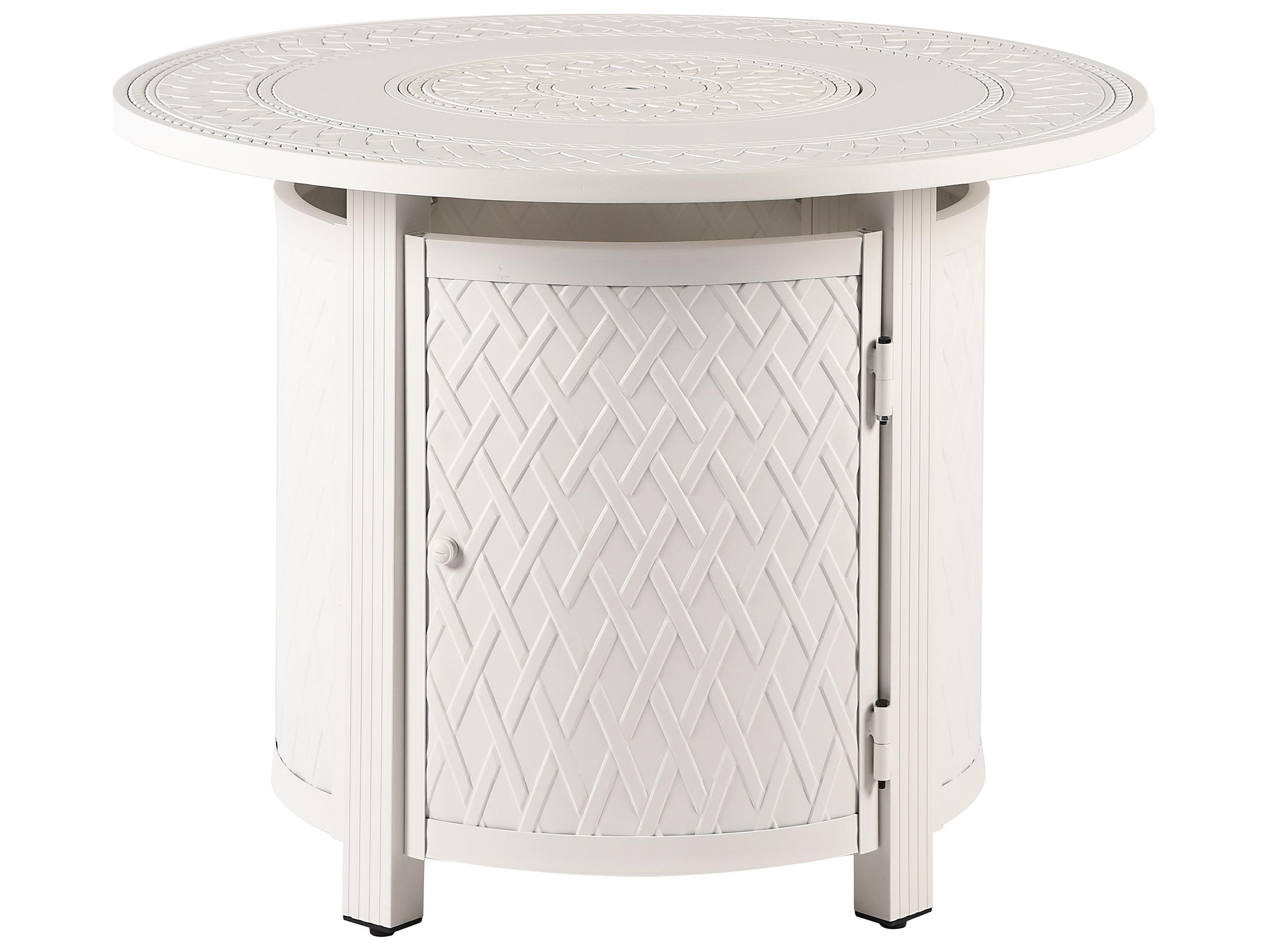 Oakland Living Round Aluminum Propane Outdoor Patio Fire Pit Table with Glass Beads