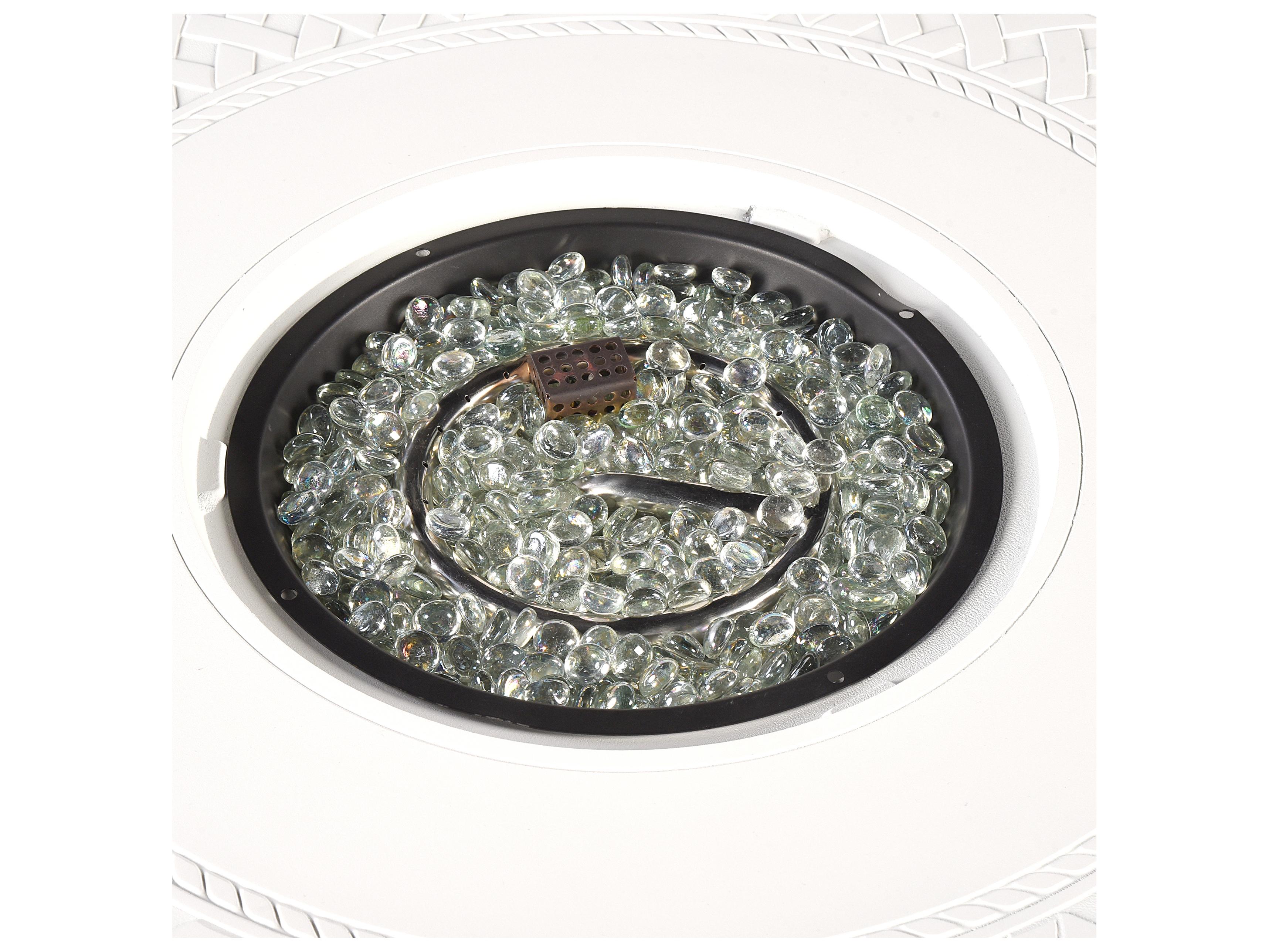 Oakland Living Round Aluminum Propane Outdoor Patio Fire Pit Table with Glass Beads